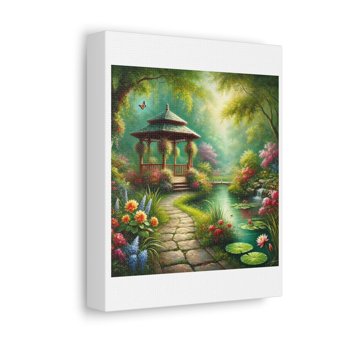 Spring Garden Gazebo Floral Landscape Canvas