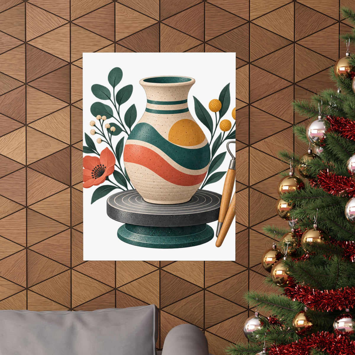 Midcentury Pottery Botanical Art Poster