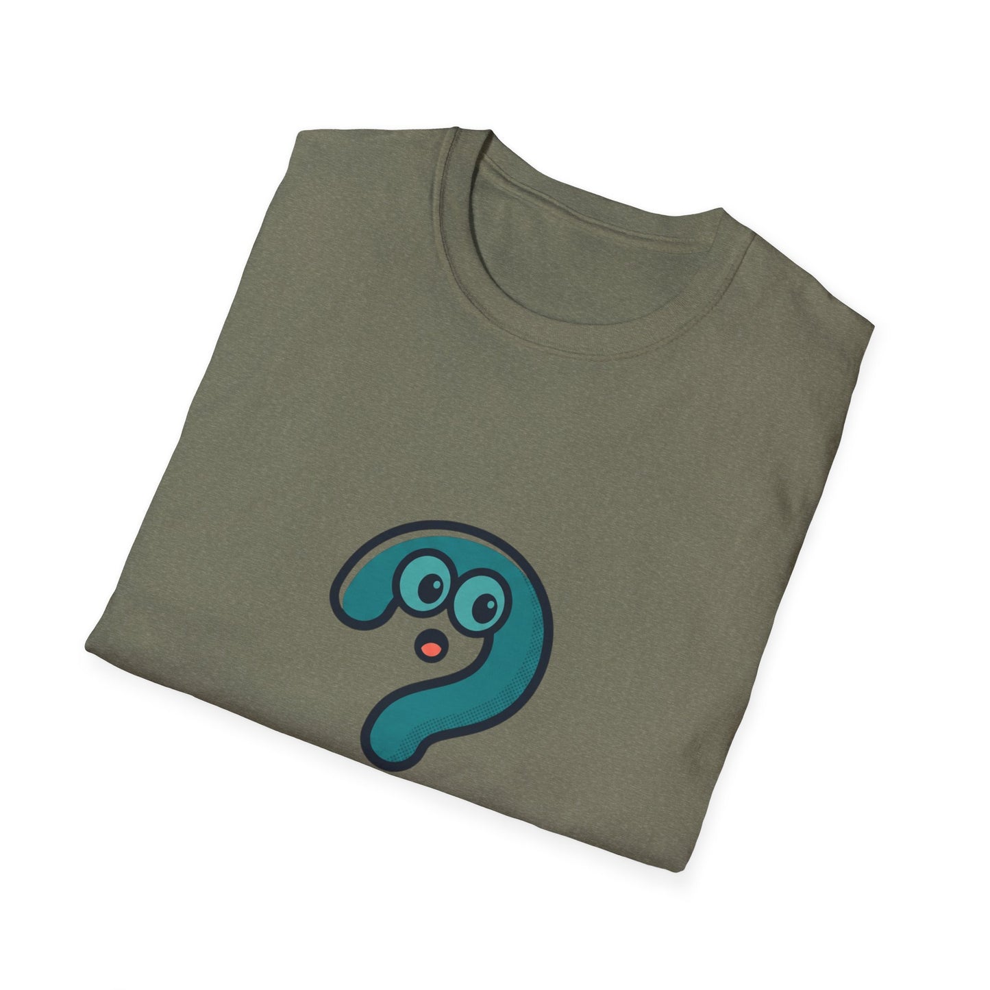 Confused Question Mark Character T-Shirt | Funny “Huh?” Cartoon Graphic Tee, Silly Expression Humor Shirt