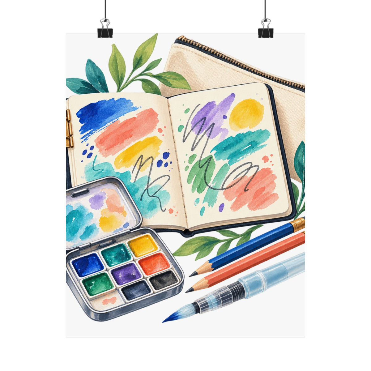 Colorful Urban Sketching Travel Kit Poster