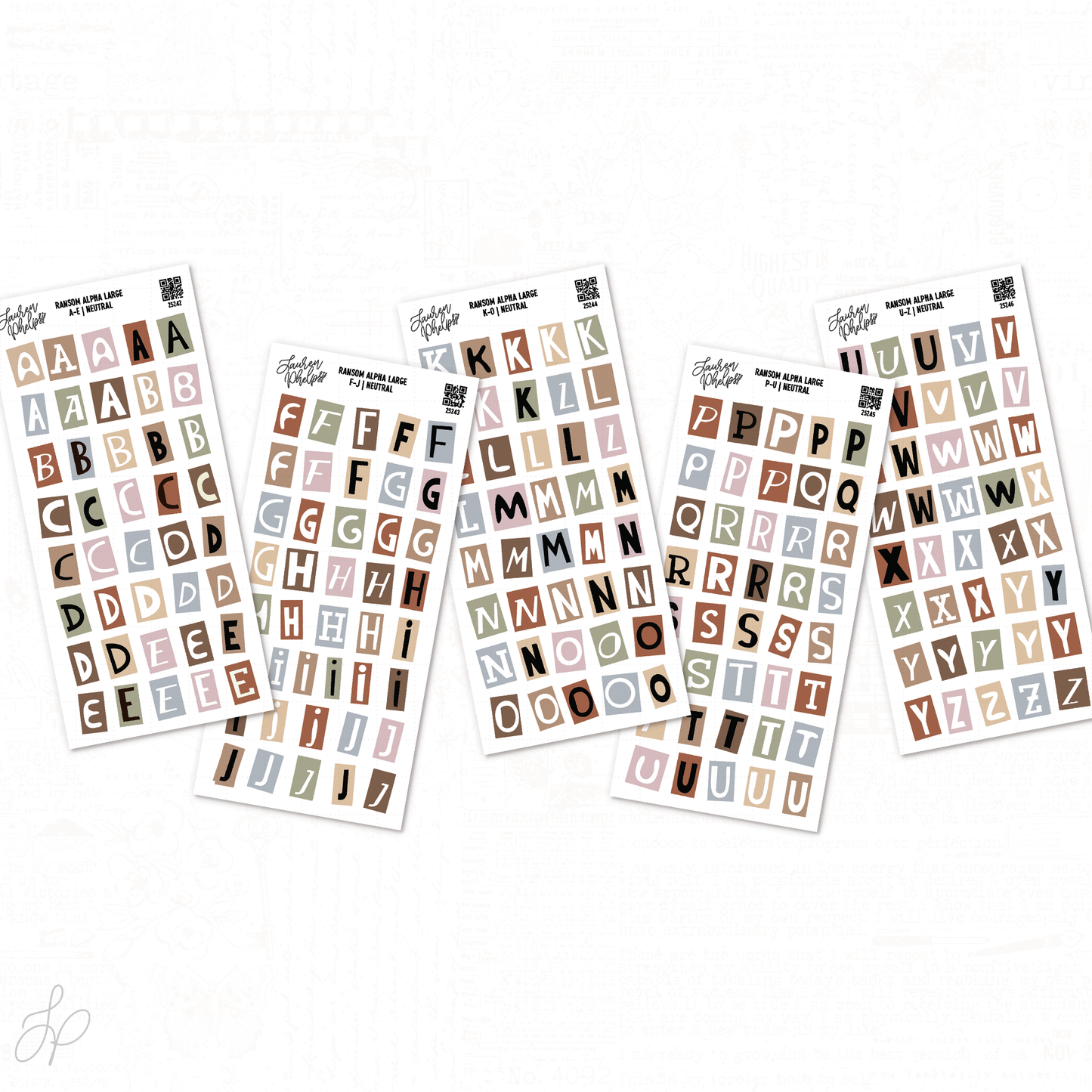 Ransom Letters Neutral | Set of 5