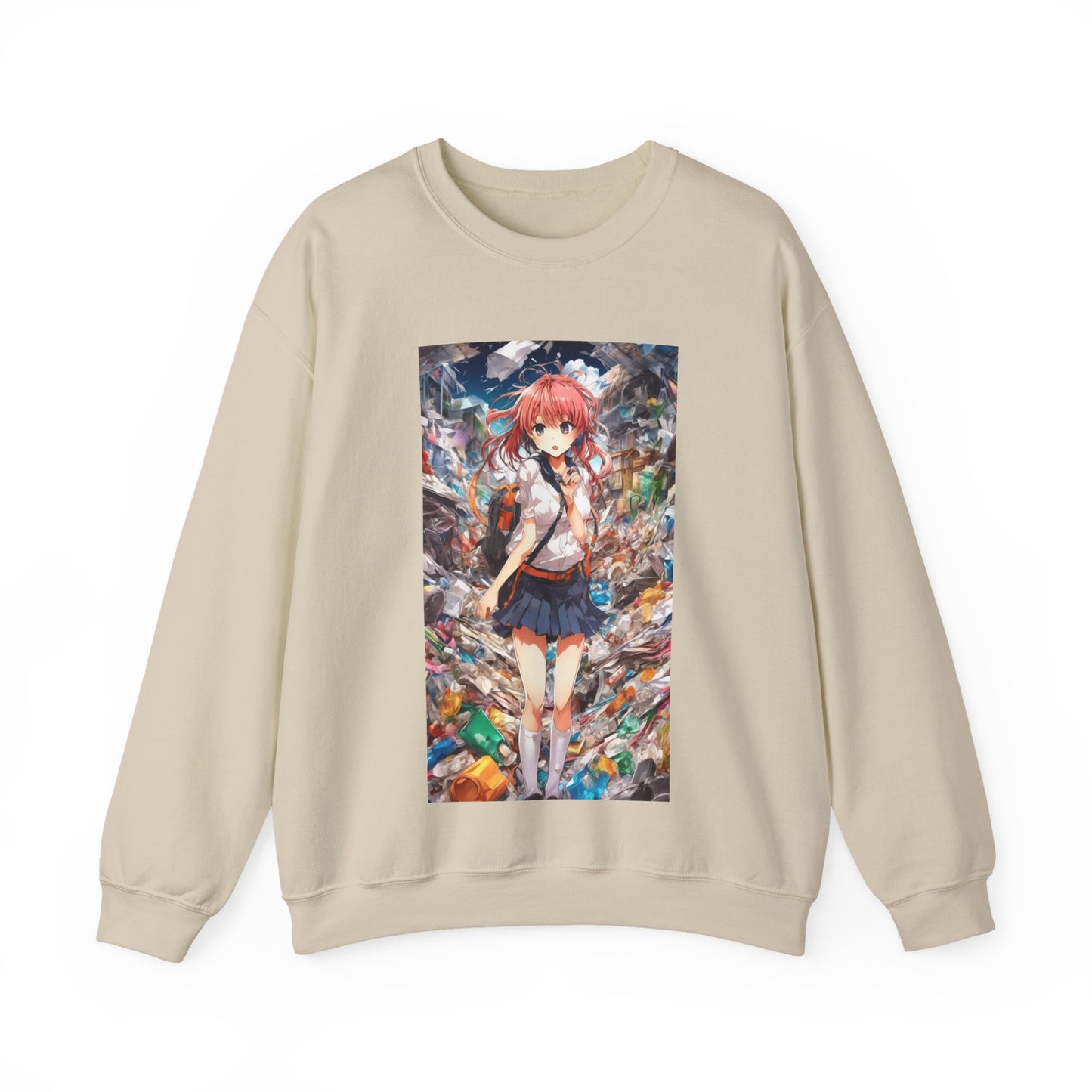 Recycling Day Anime Schoolgirl Eco Street Art Sweatshirt