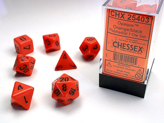 Opaque Polyhedral Orange/white 7-Die Set Dnd Dice Set
