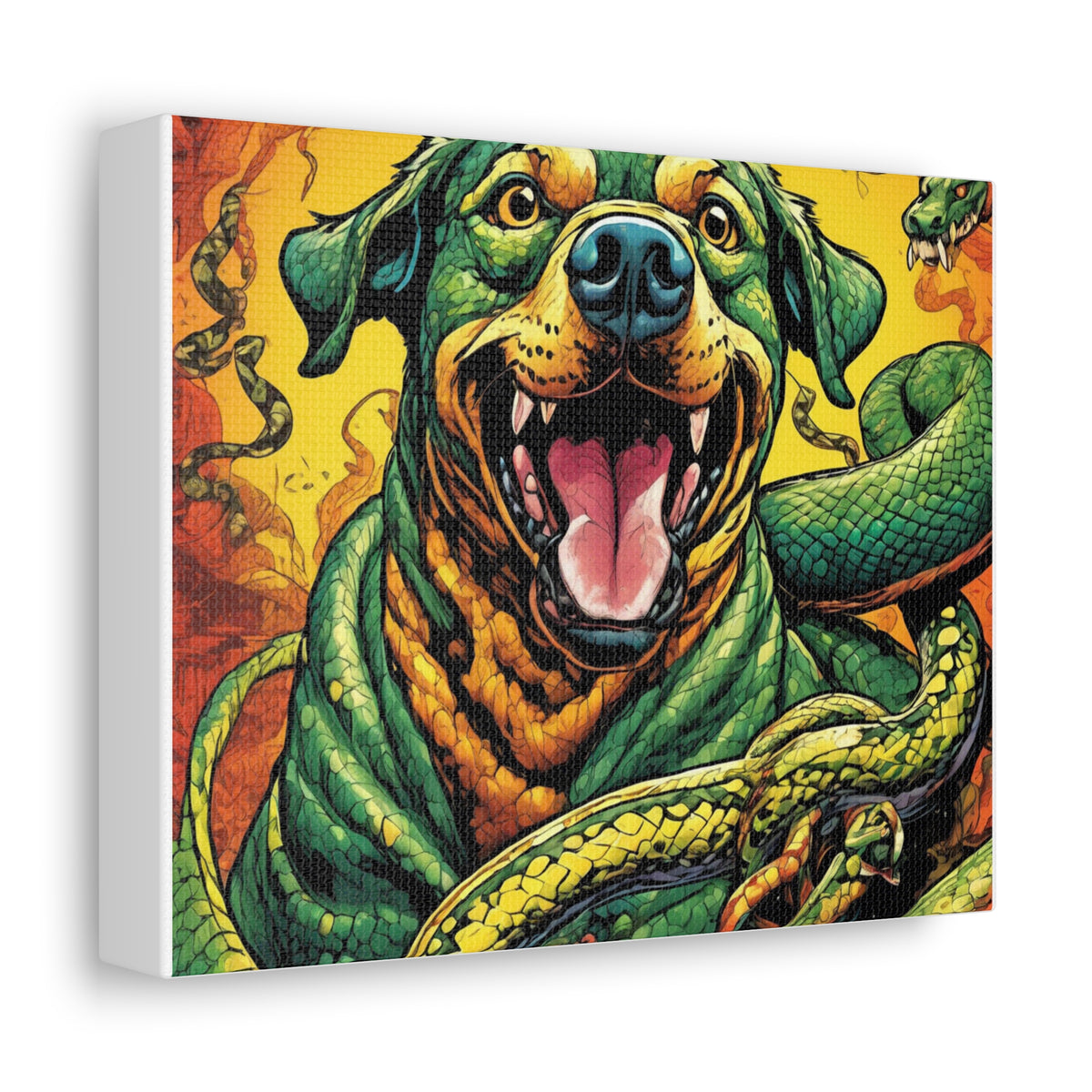 Surreal Serpent Hound Dark Fantasy Canvas Wall Art