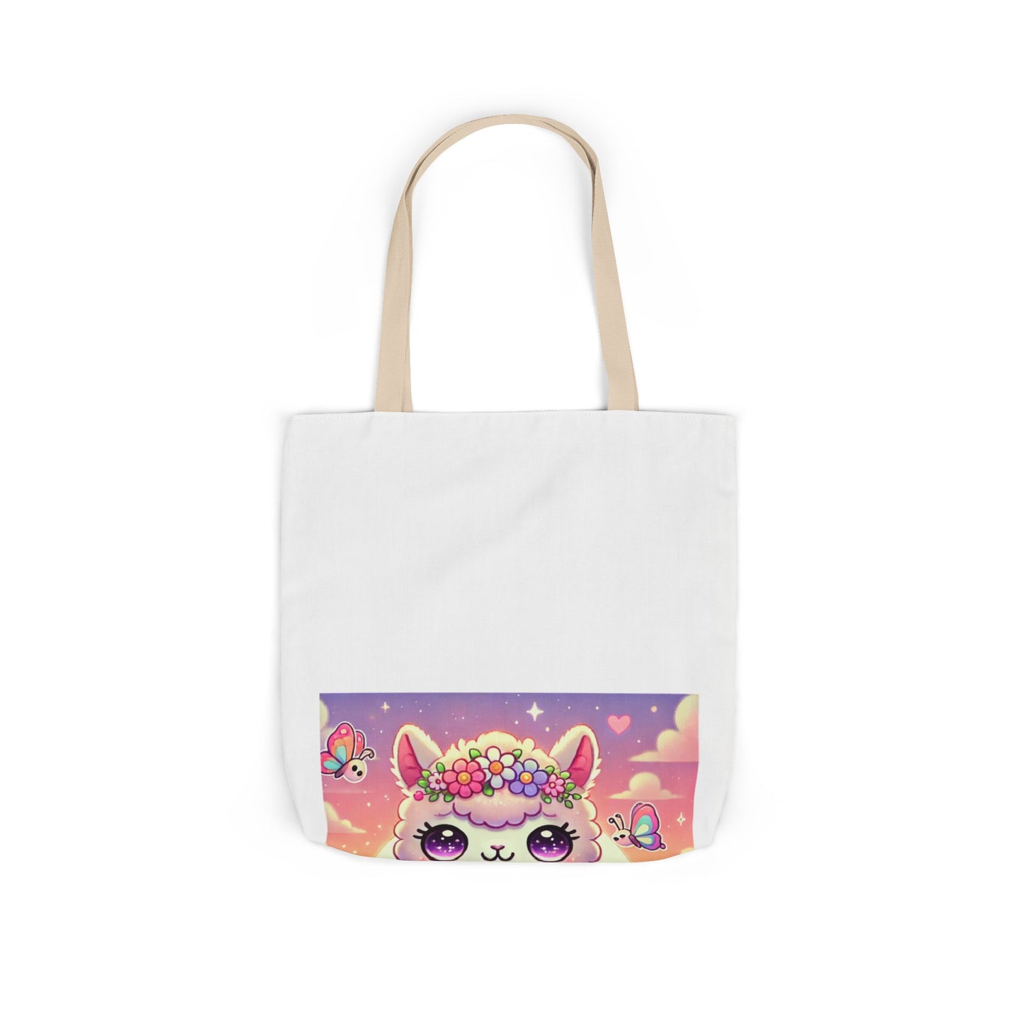 Pastel Floral Alpaca Garden Kawaii Canvas Tote Bag