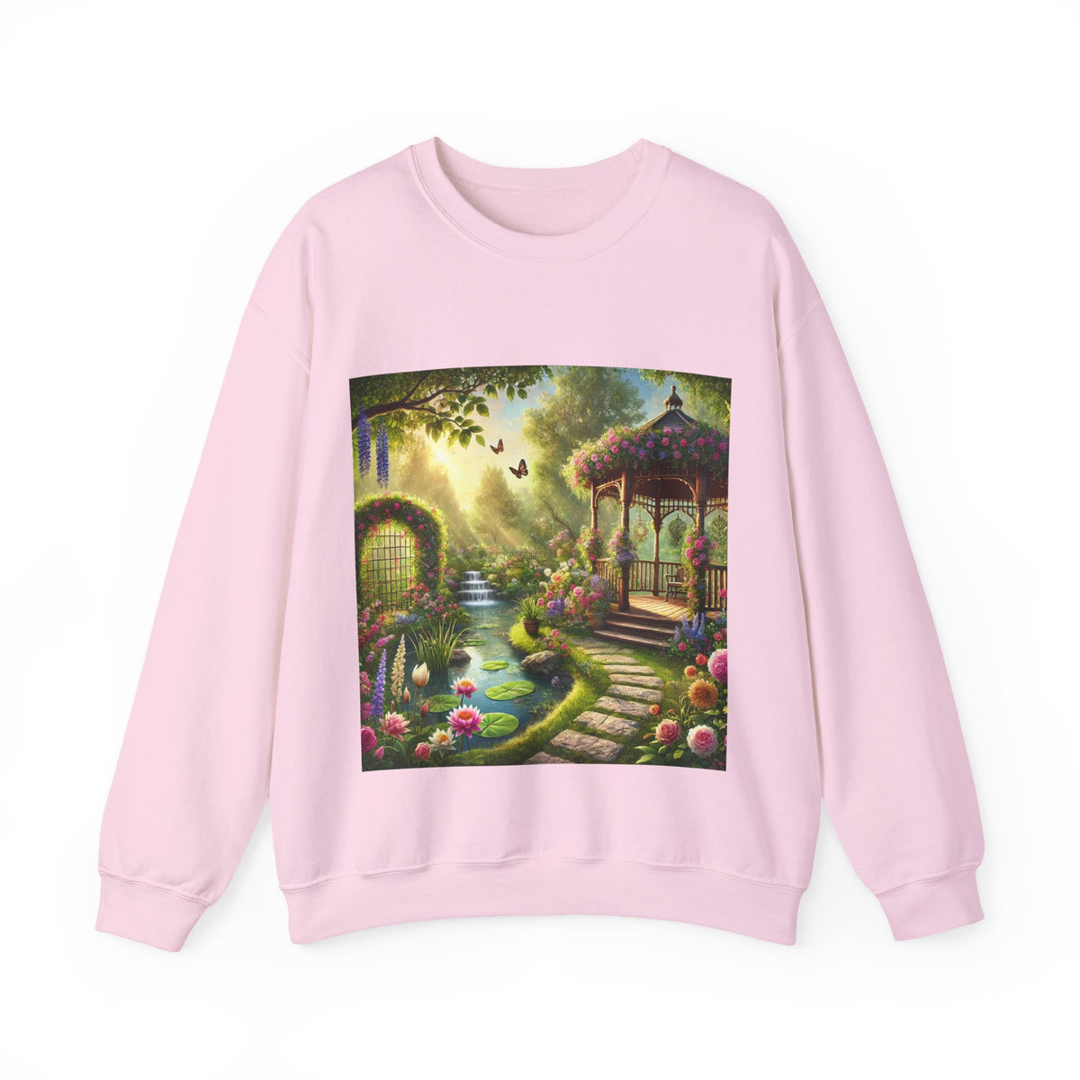 Sunlit Rose Gazebo Cottage Garden Sweatshirt