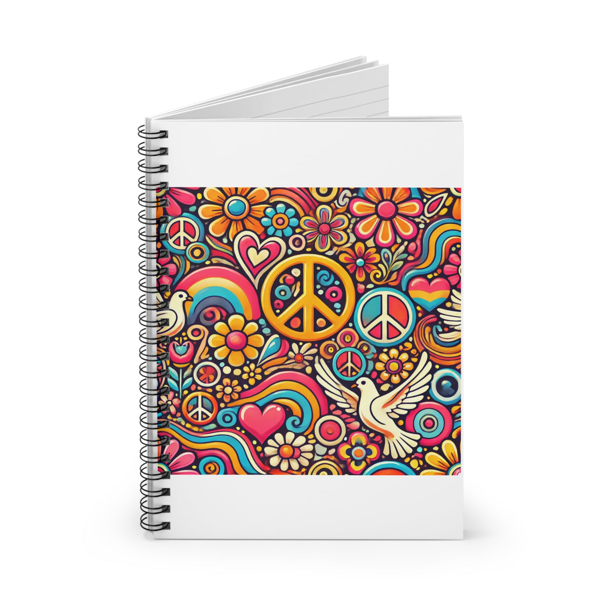 Colorful Peace Floral Pattern Spiral Notebook