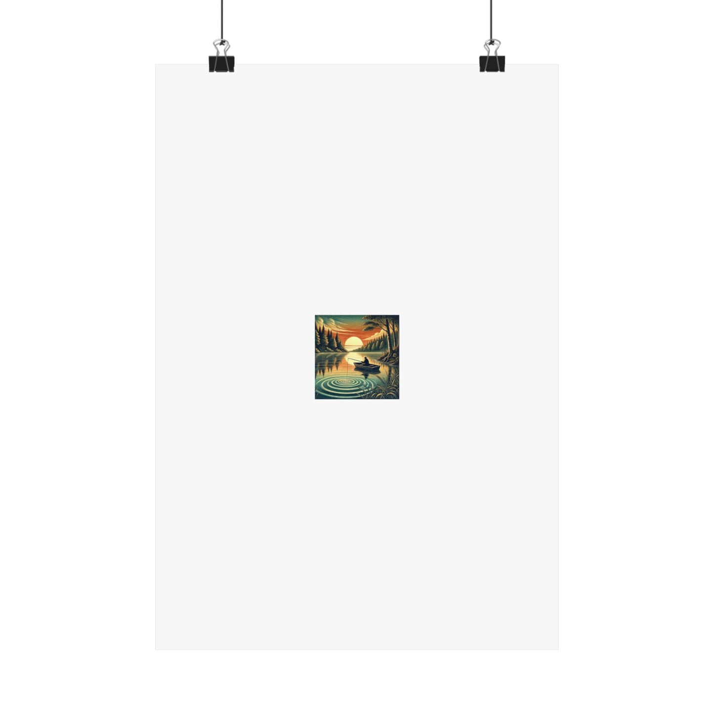 Sunset Lake Fishing Retreat Poster Lake House Fishing Wall Art Gift