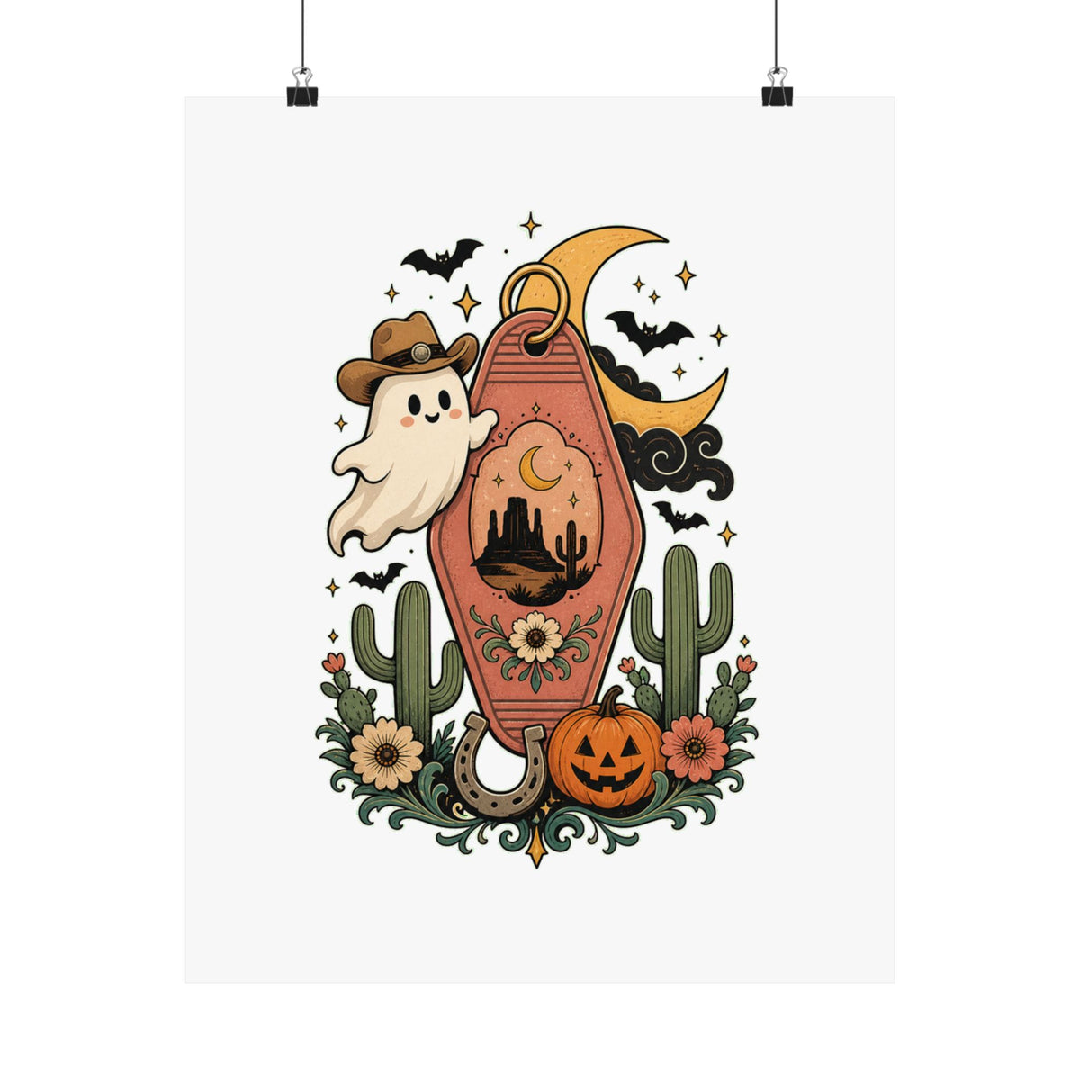 Haunted Desert Keytag Ghost Halloween Poster