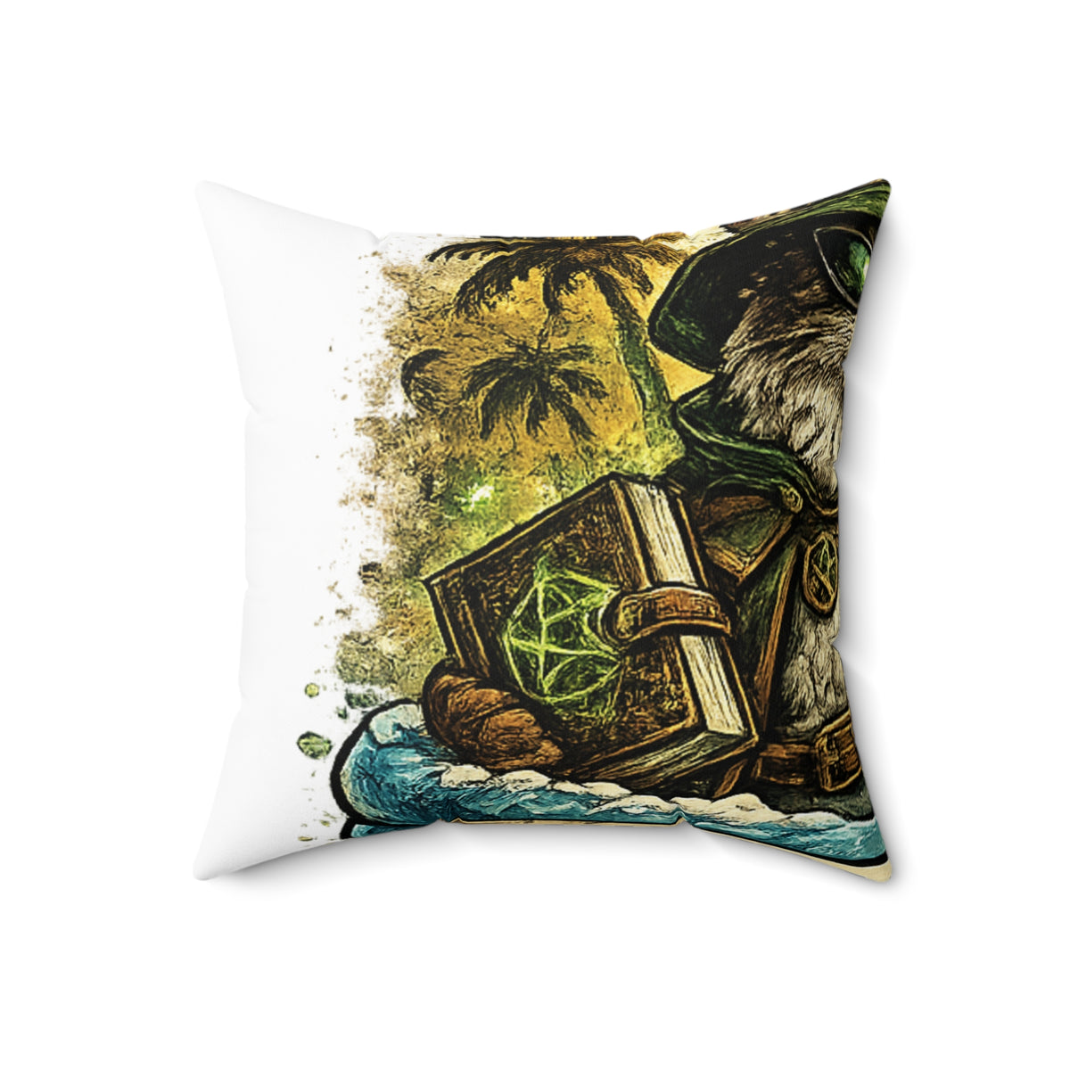 Crazy Cat Wizard Funny Fantasy Decorative Pillow