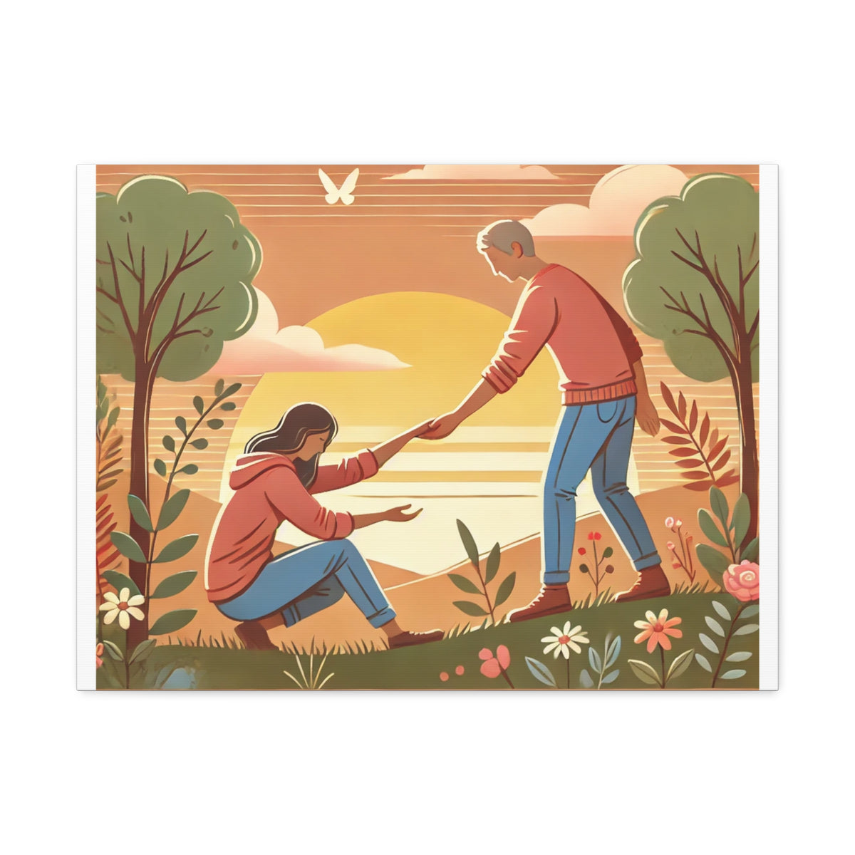 Helping Hands Sunset Garden Canvas Wall Art