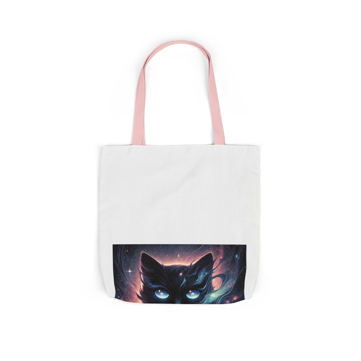 Cosmic Black Cat Galaxy Celestial Canvas Tote Bag