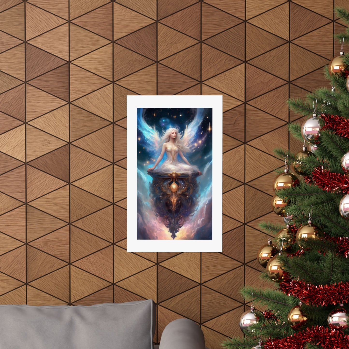 Celestial Winged Meditation Fantasy Portrait Poster