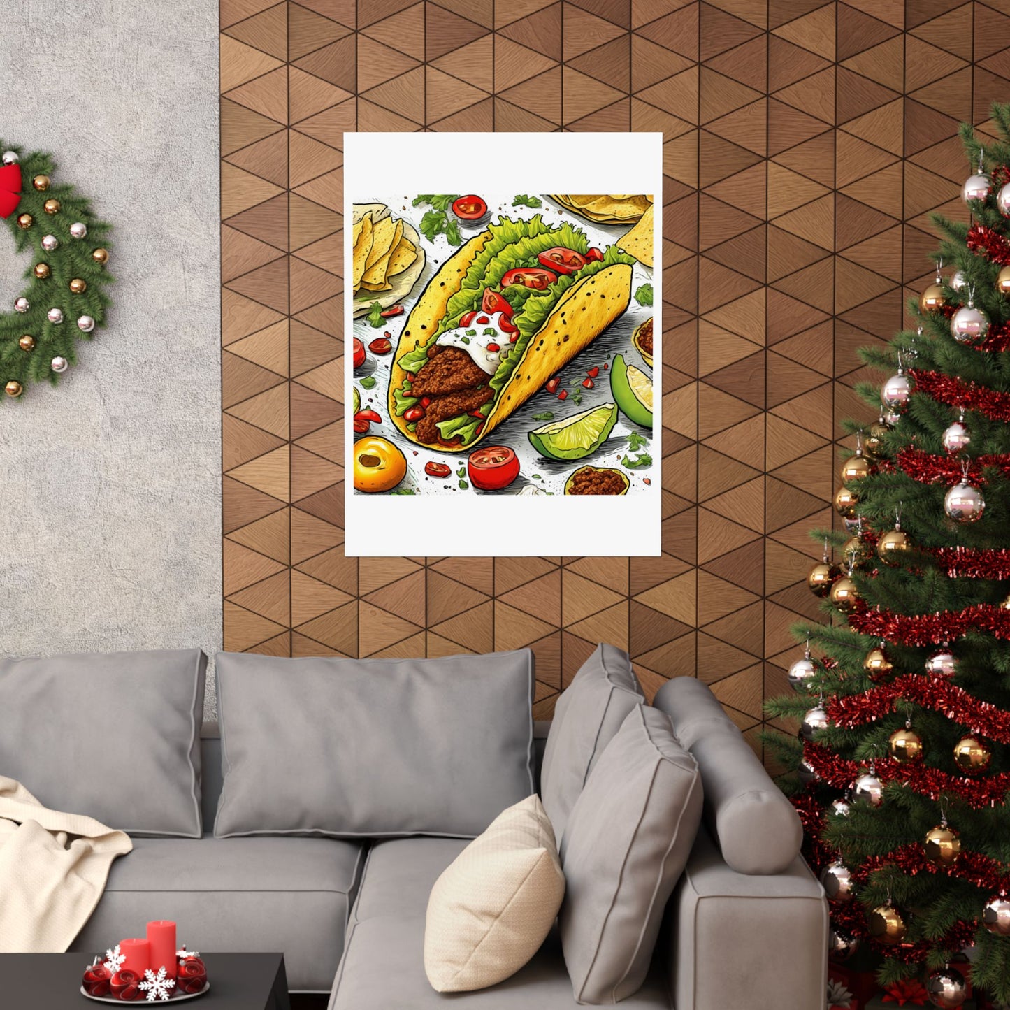 Bold Taco Illustration Foodie Gift Art Poster