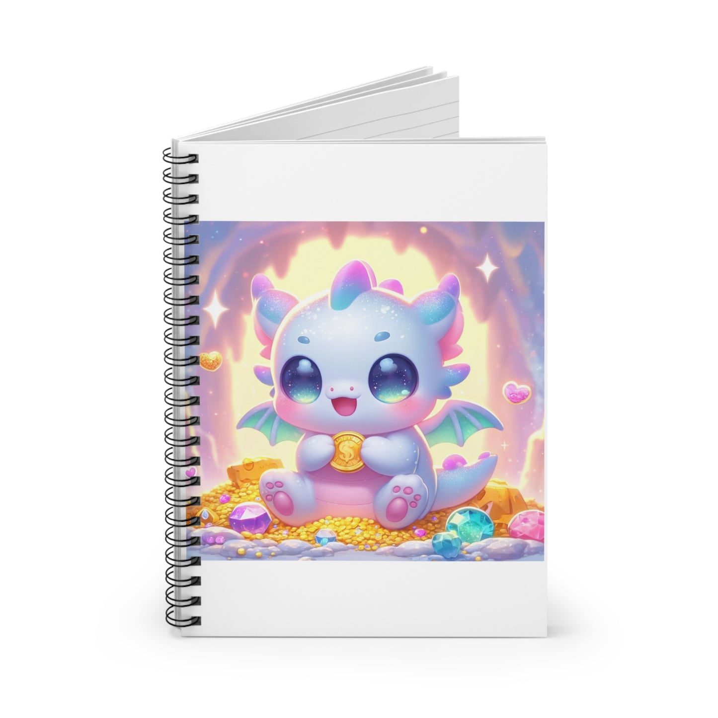 Pastel Treasure Dragon Kawaii Fantasy Spiral Notebook
