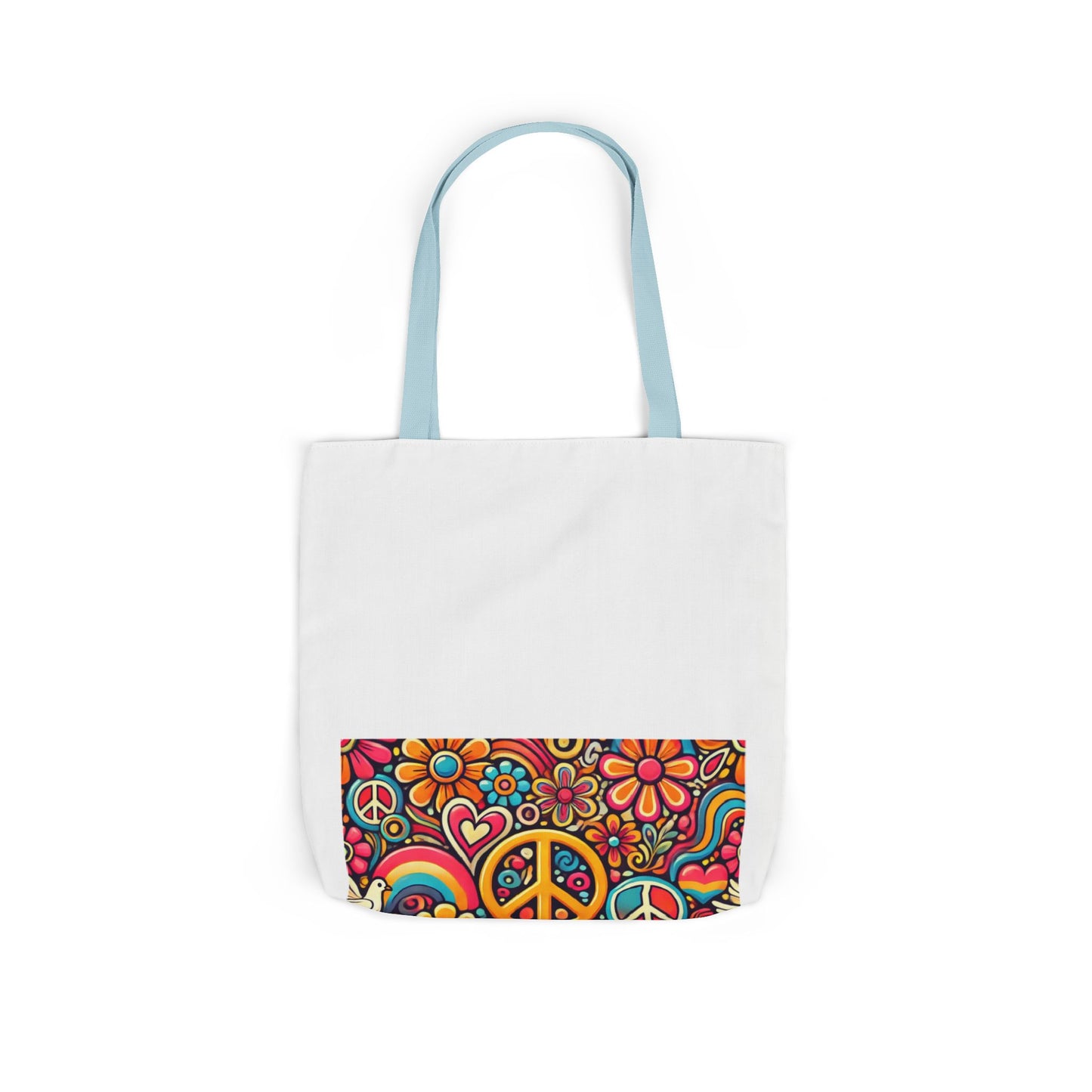 Colorful Peace Floral Pattern Canvas Tote Bag