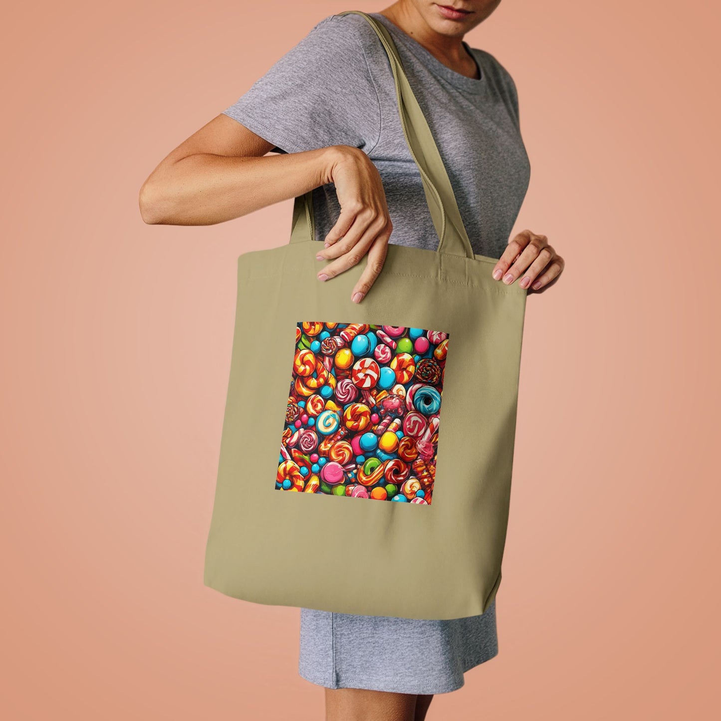 Colorful Candy and Lollipop Pattern Tote Bag