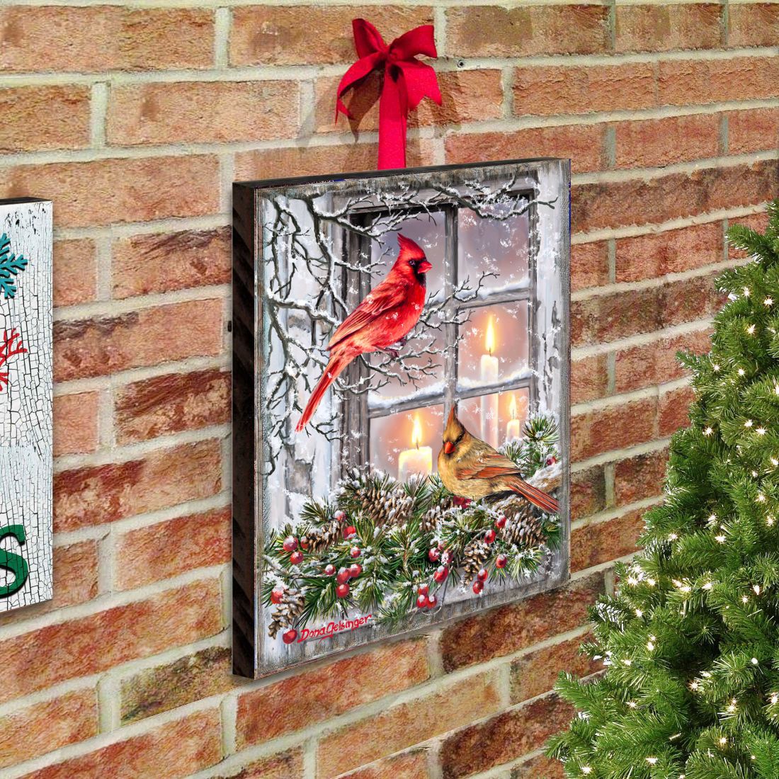 Winter House Birds Art Wooden Wall Art by D. Gelsinger - Nature Wildlife Decor  - 95667B-DG