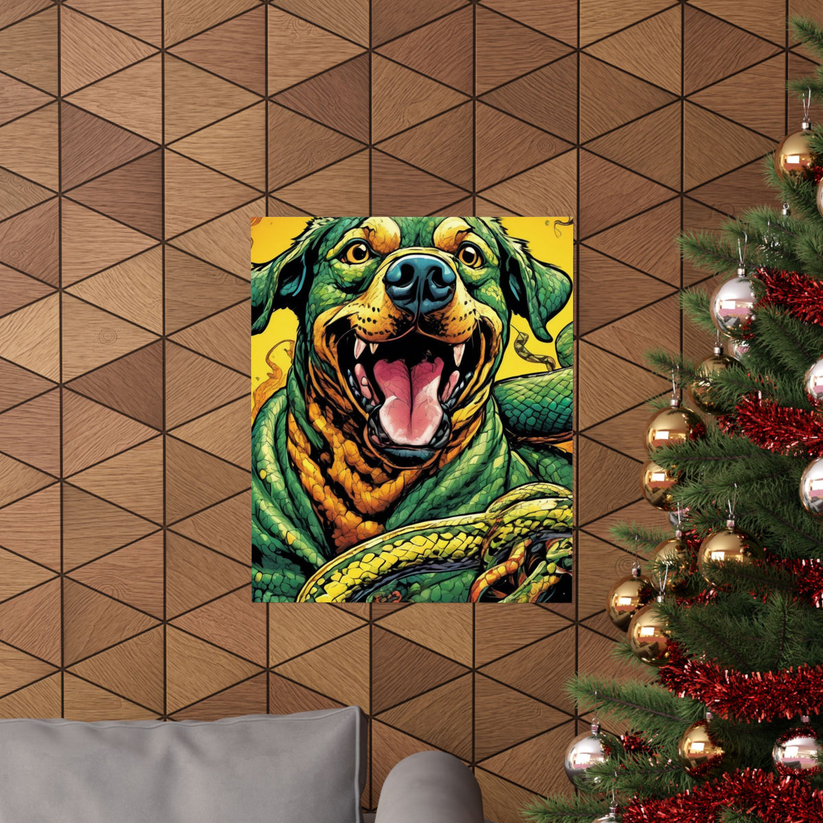 Surreal Serpent Hound Dark Fantasy Wall Art Poster