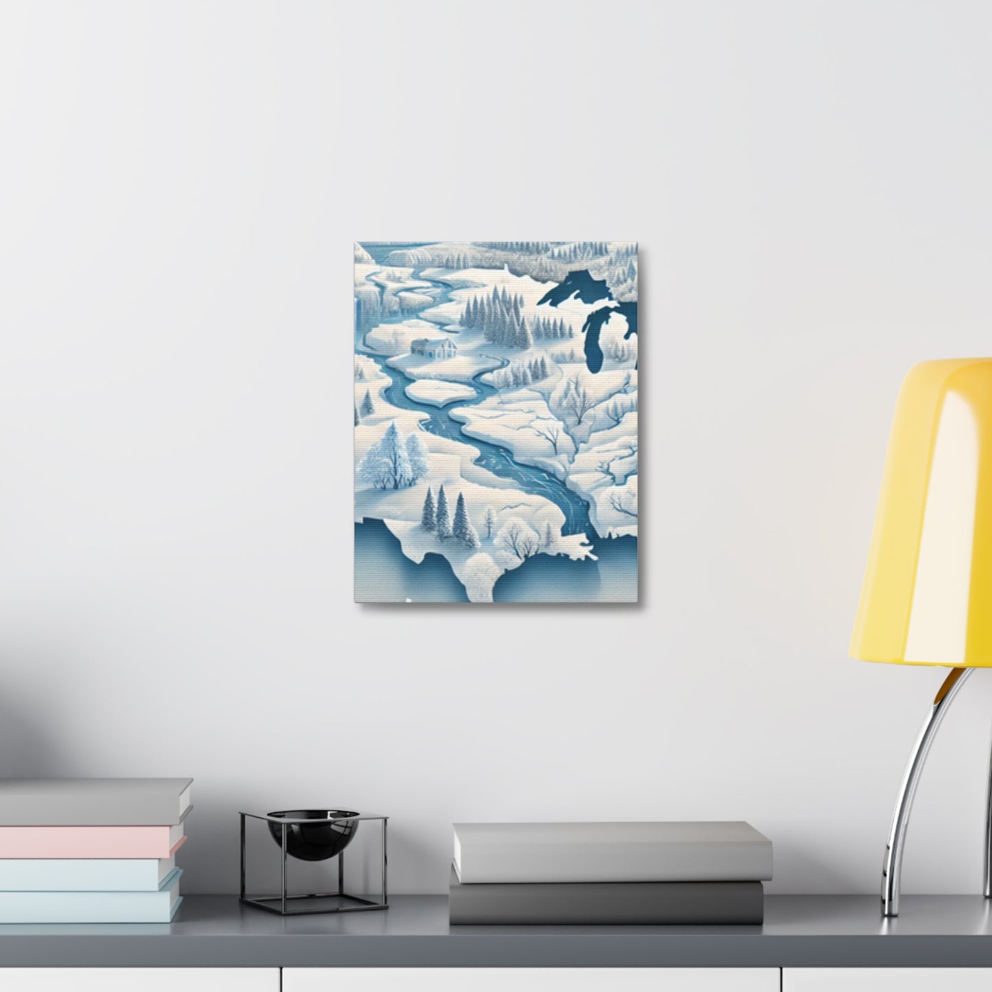 Winter USA Dreamscape Snowy Map Canvas Wall Art Travel Gift