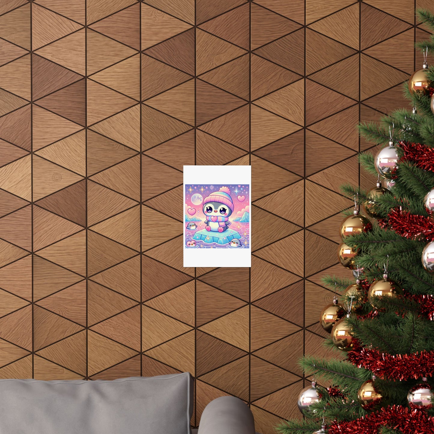 Cute Winter Penguin Ice Floe Kawaii Art Poster