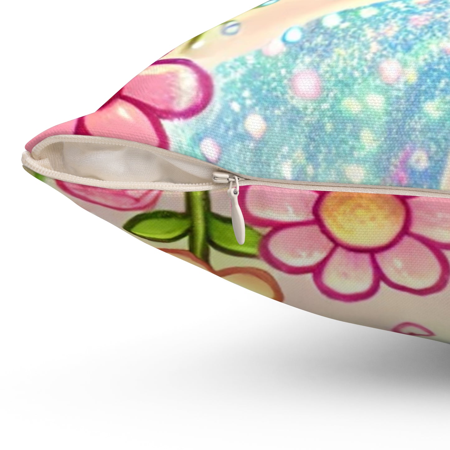 Pastel Rainbow Baby Elephant Floral Decorative Pillow