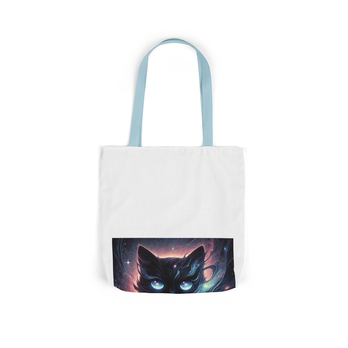 Cosmic Black Cat Galaxy Celestial Canvas Tote Bag