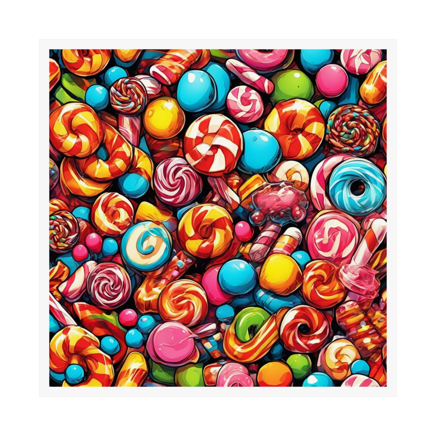 Colorful Candy and Lollipop Pattern Poster