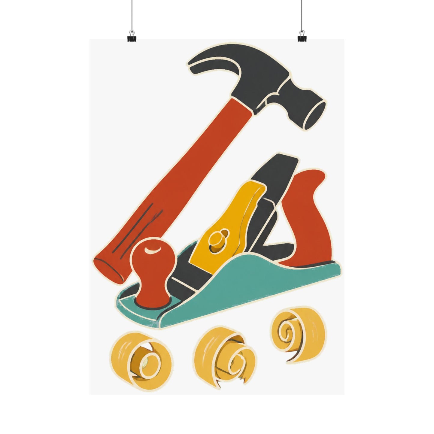 Carpenter Hammer Hand Plane Woodworking Art Poster