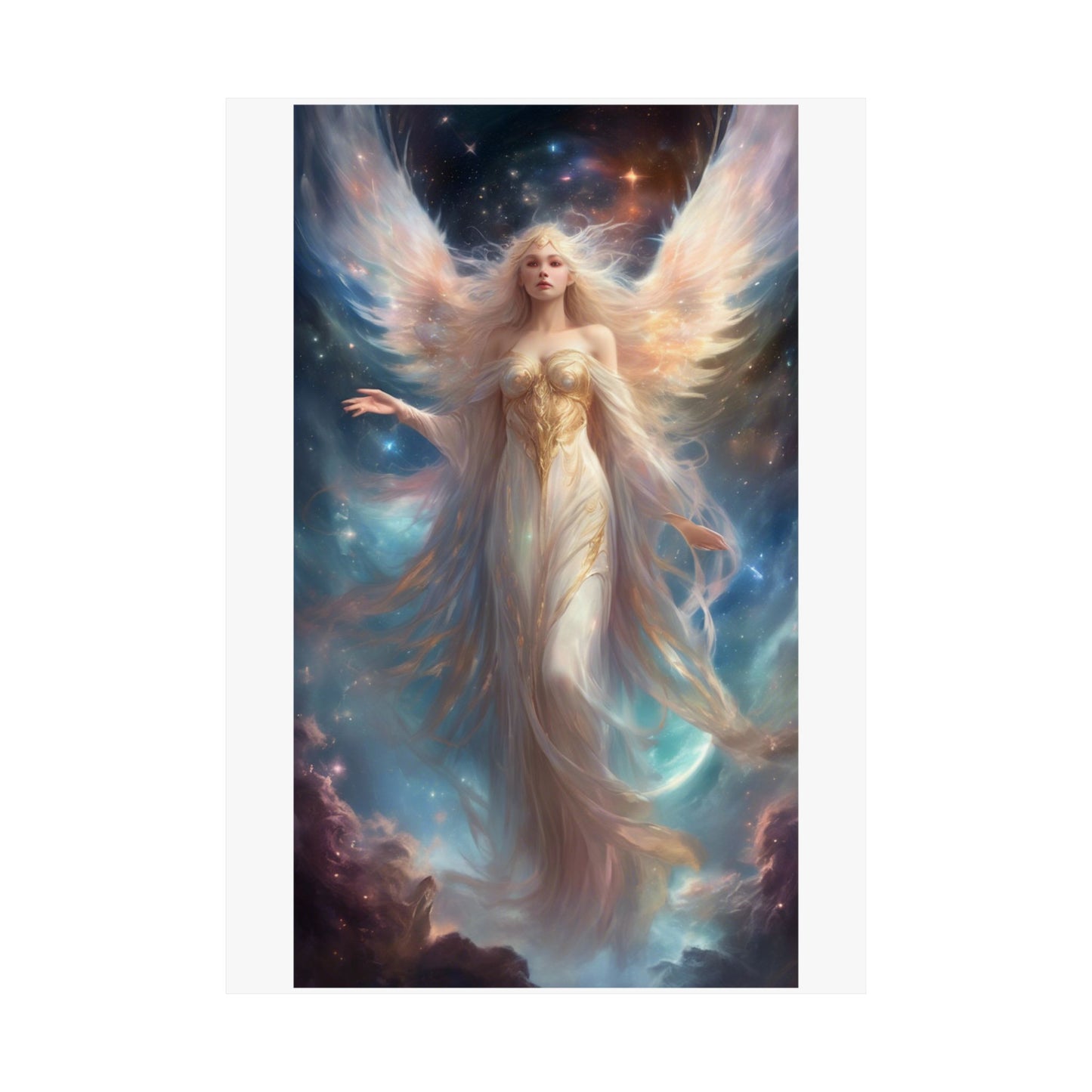 Celestial Winged Heroine Fantasy Portrait Poster