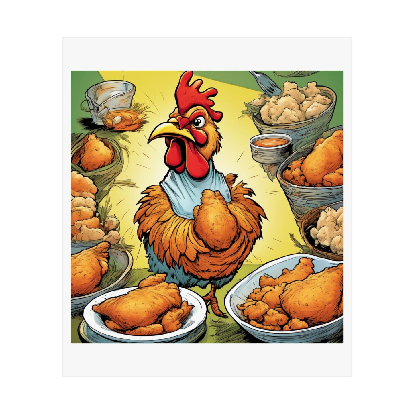 Funny Chicken Fried Food Comfort Food Art Poster