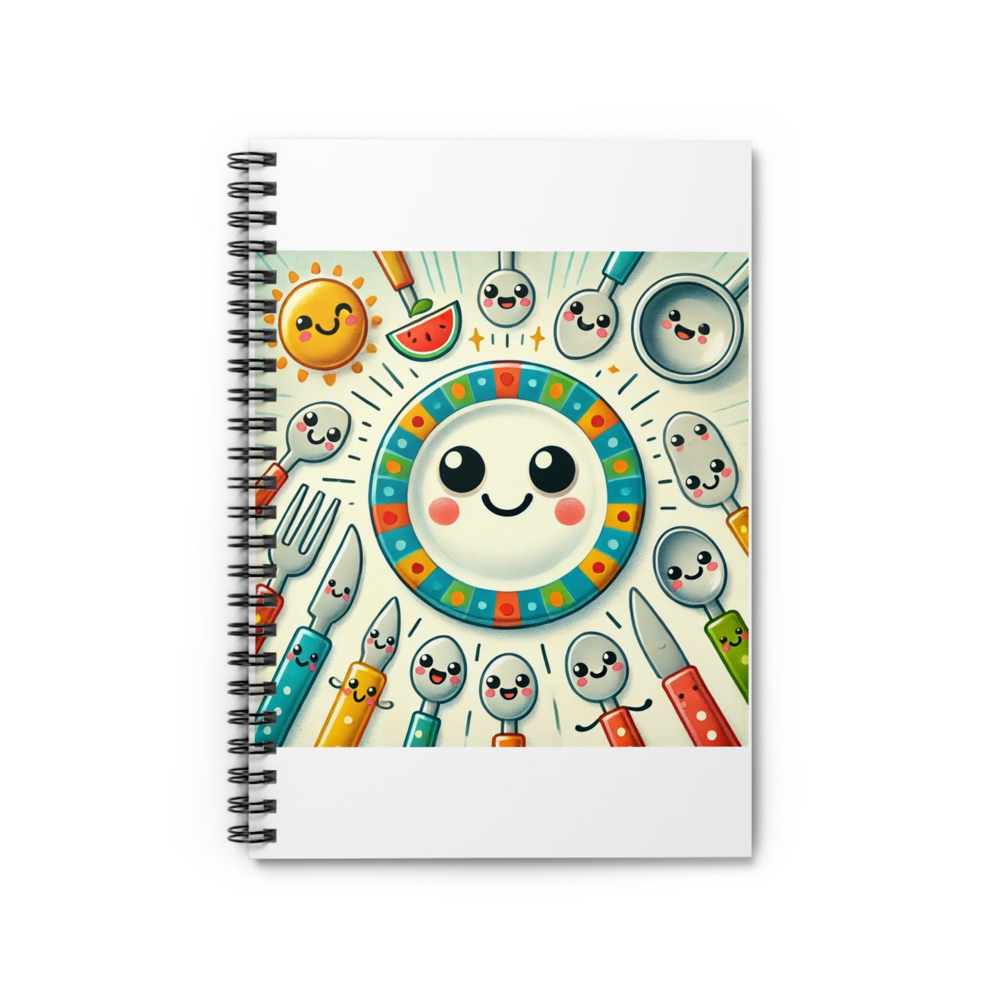 Happy Kitchen Tableware Kawaii Spiral Notebook