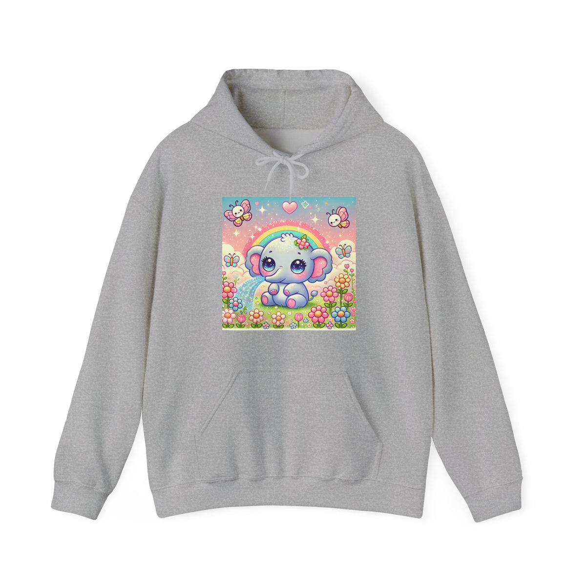 Pastel Rainbow Baby Elephant Floral Hoodie