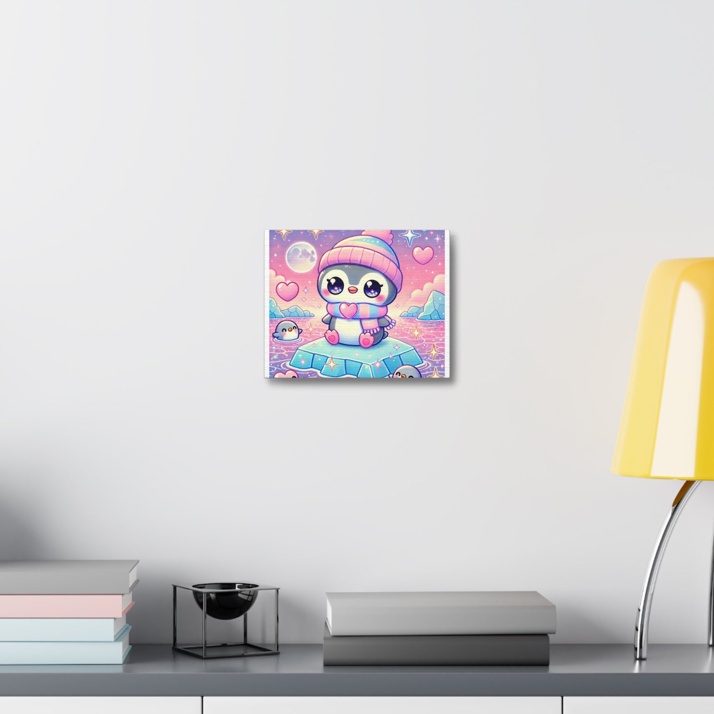 Cute Winter Penguin Ice Floe Kawaii Art Canvas