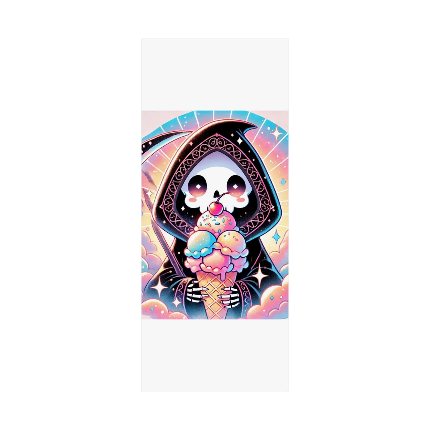 Cute Grim Reaper Ice Cream Pastel Novelty Poster