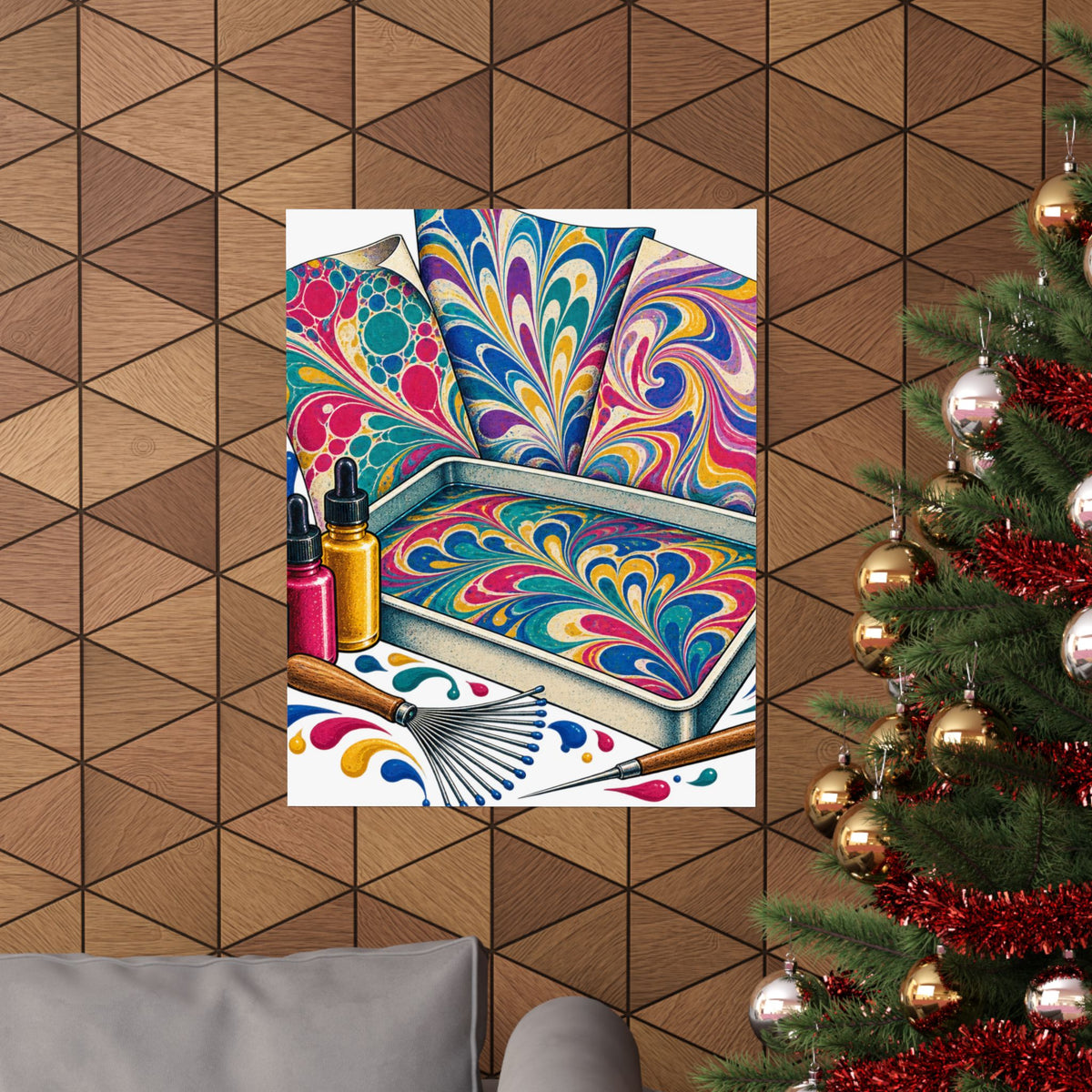 Colorful Paper Marbling Workshop Poster