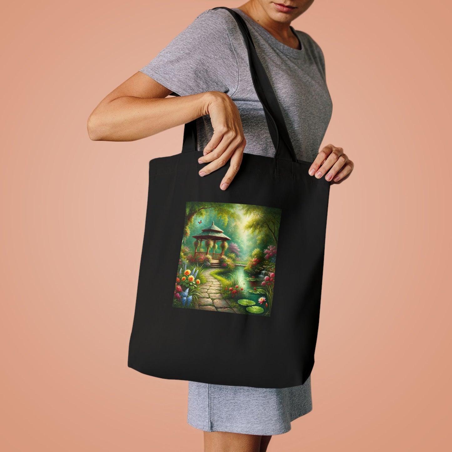 Spring Garden Gazebo Floral Landscape Tote Bag