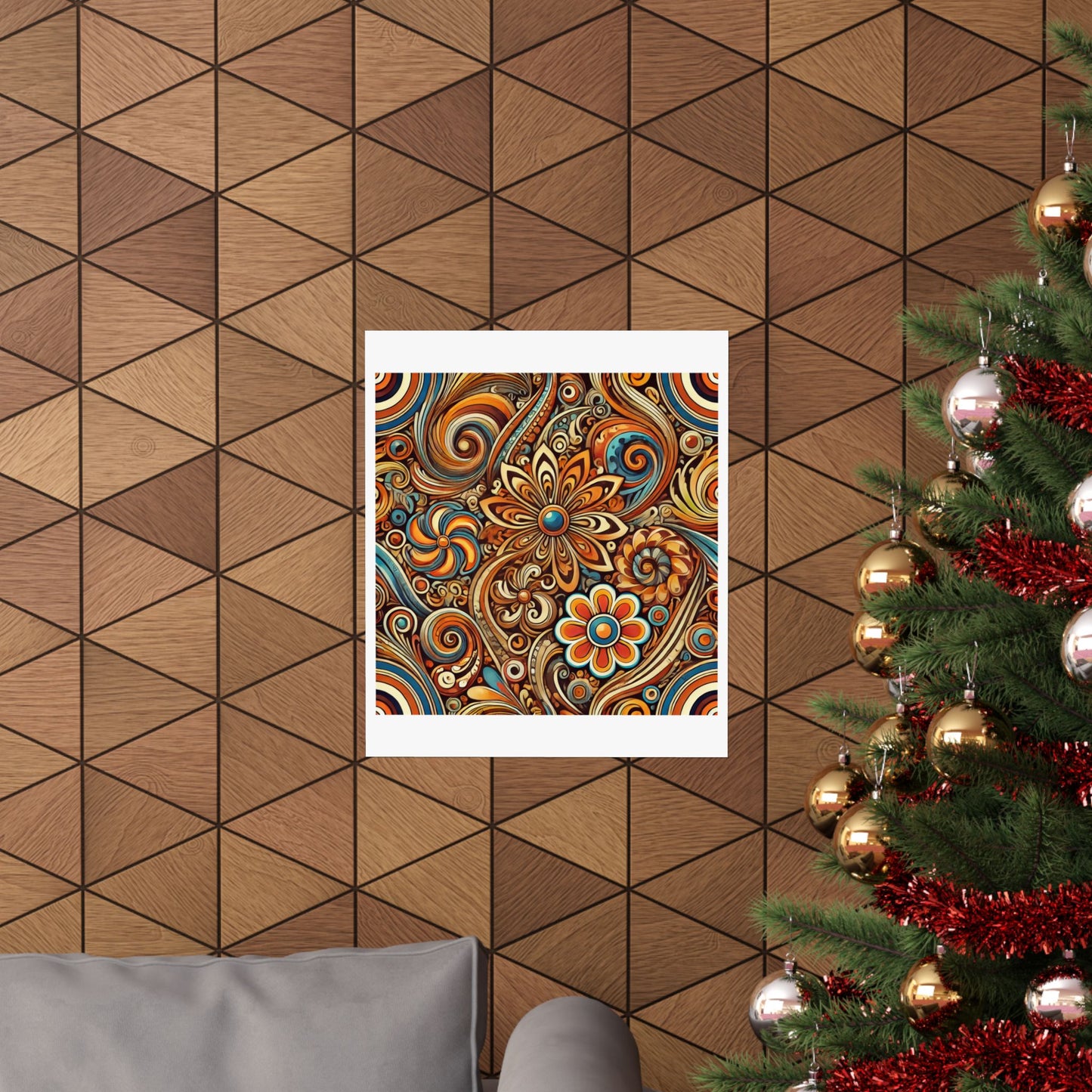 Ornate Abstract Floral Paisley Pattern Poster