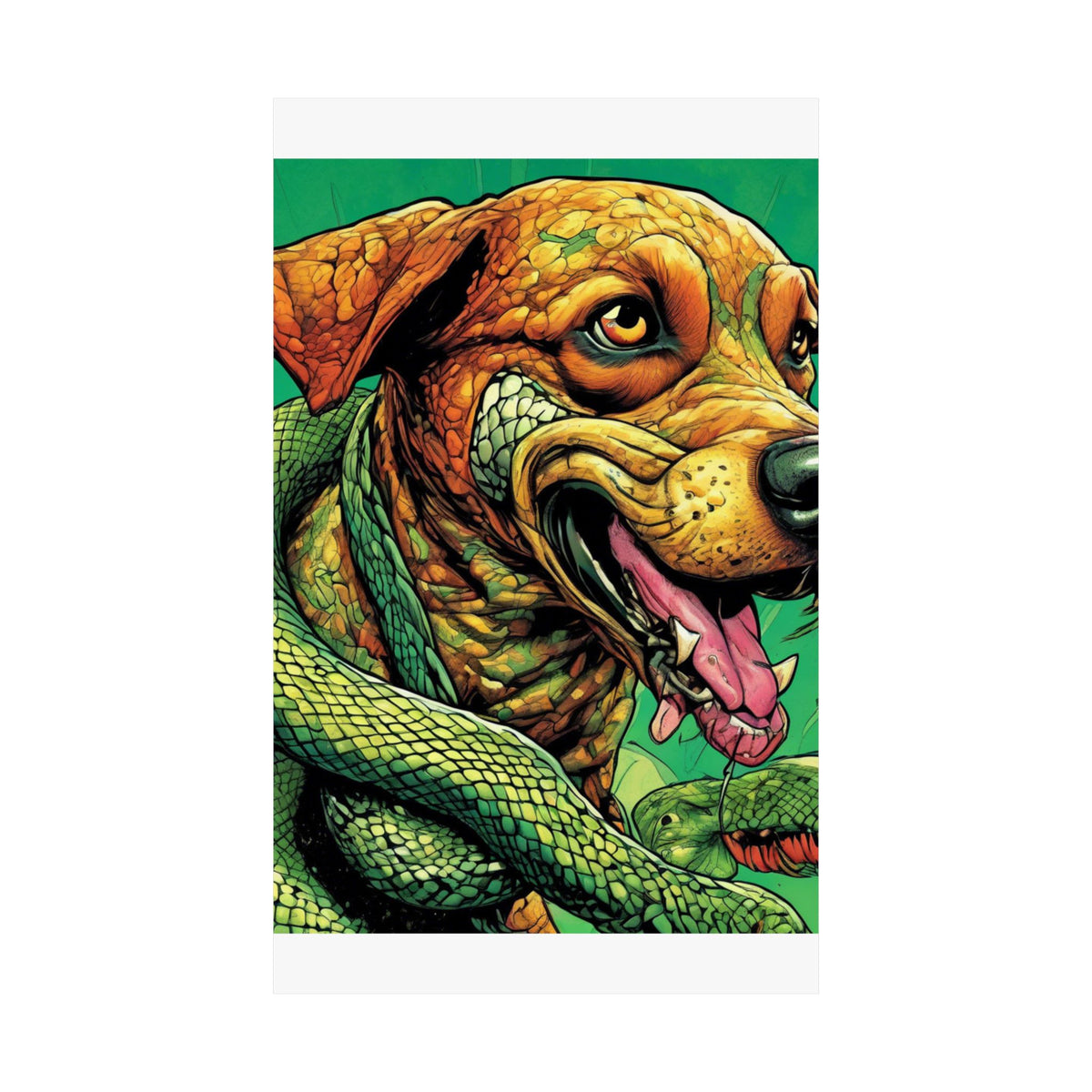 Serpent Guardian Dog Bold Fantasy Creature Art Poster