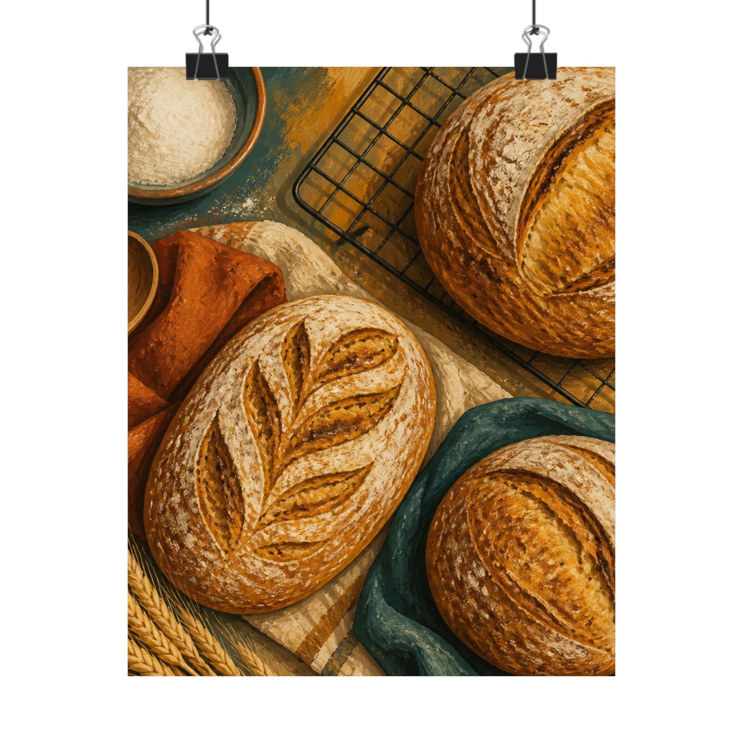 Artisan Bread Baking Still Life Poster