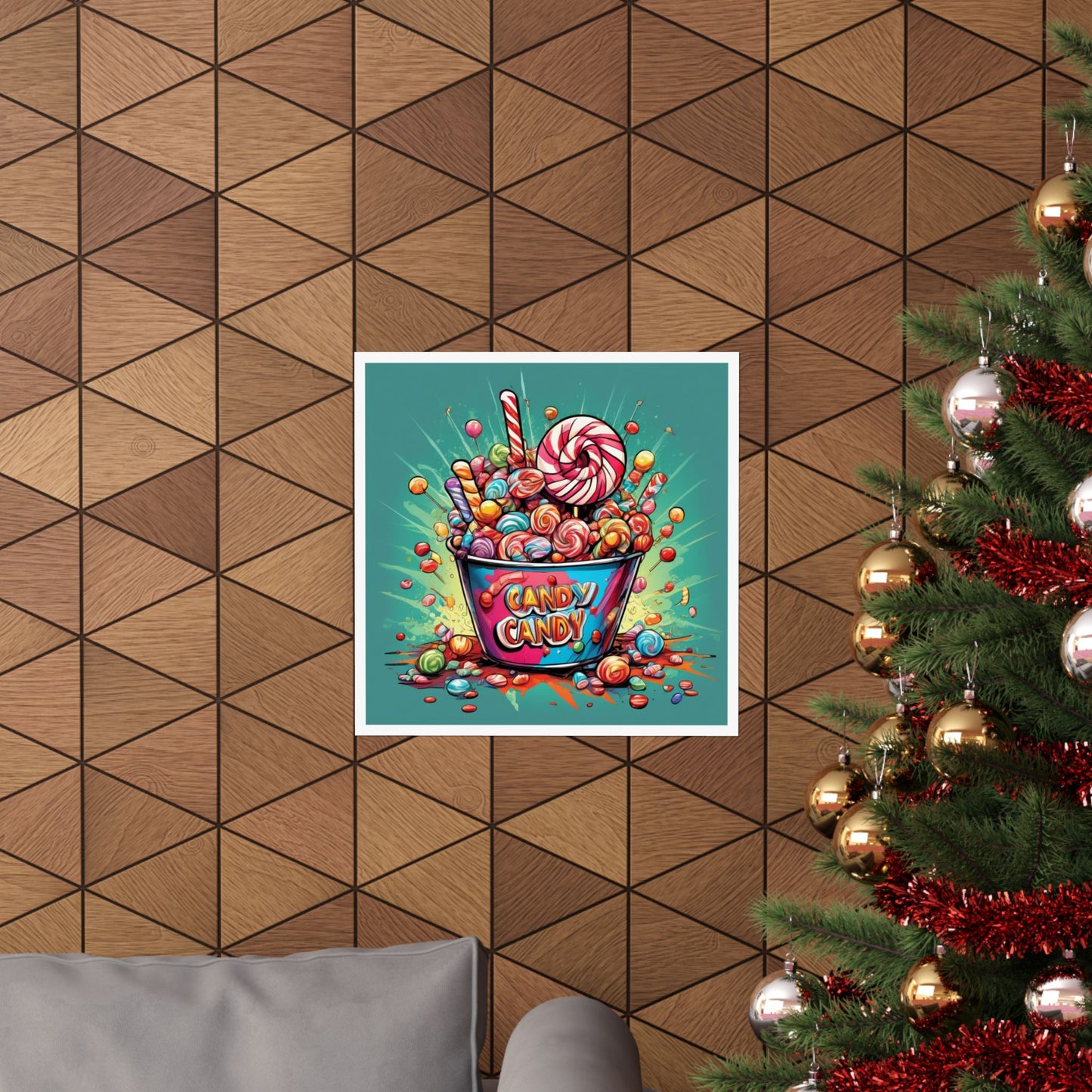 Holiday Candy Bucket Sweets Gift Art Poster