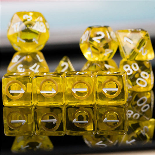 Yellow Circle / Gold Hedgehog Ring Dice 11-Dice Set RPG