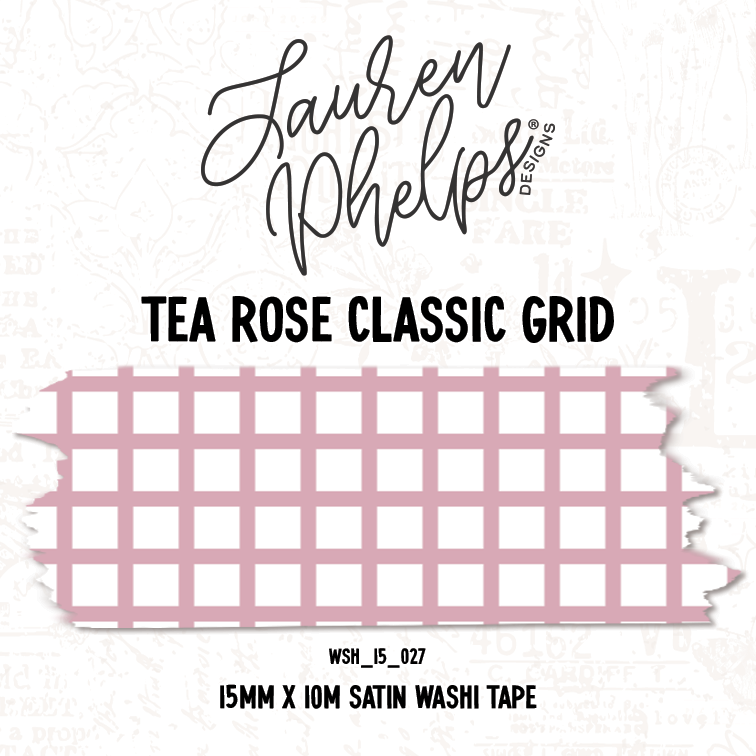 Tea Rose Classic Grid 15mm washi