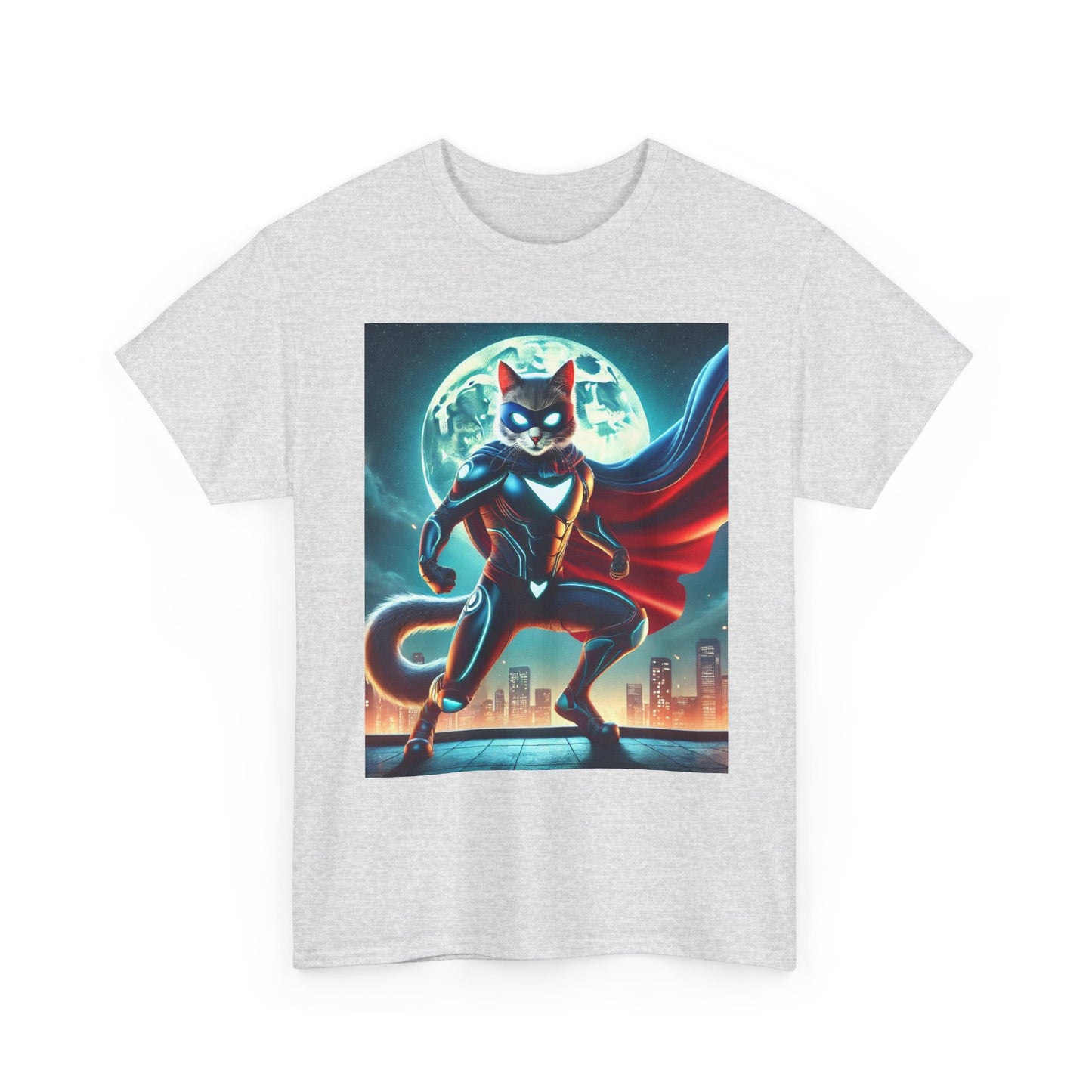 Superhero Cat T-Shirt Funny Graphic Tee with Cool Comic Style Design, Soft Cotton Casual Shirt Cat Lovers, Men, Women & Kids