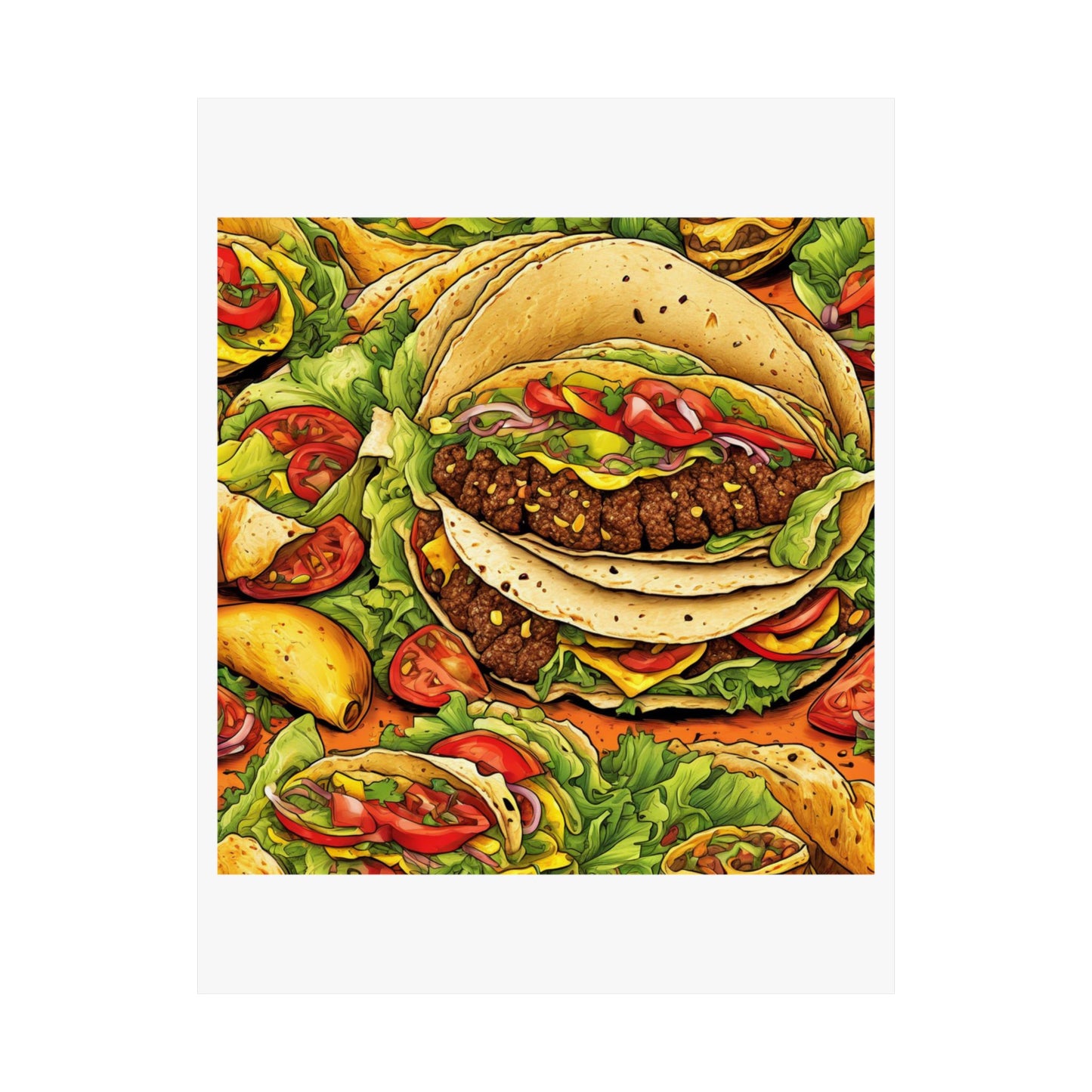 Stacked Taco Fiesta Foodie Gift Art Poster