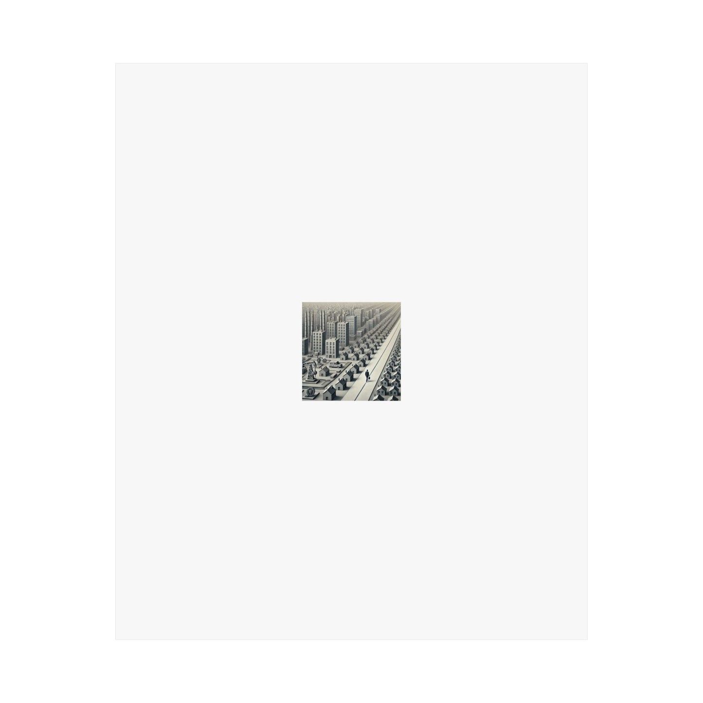 Monochrome Urban Factory Cityscape Poster Industrial Wall Art Gift