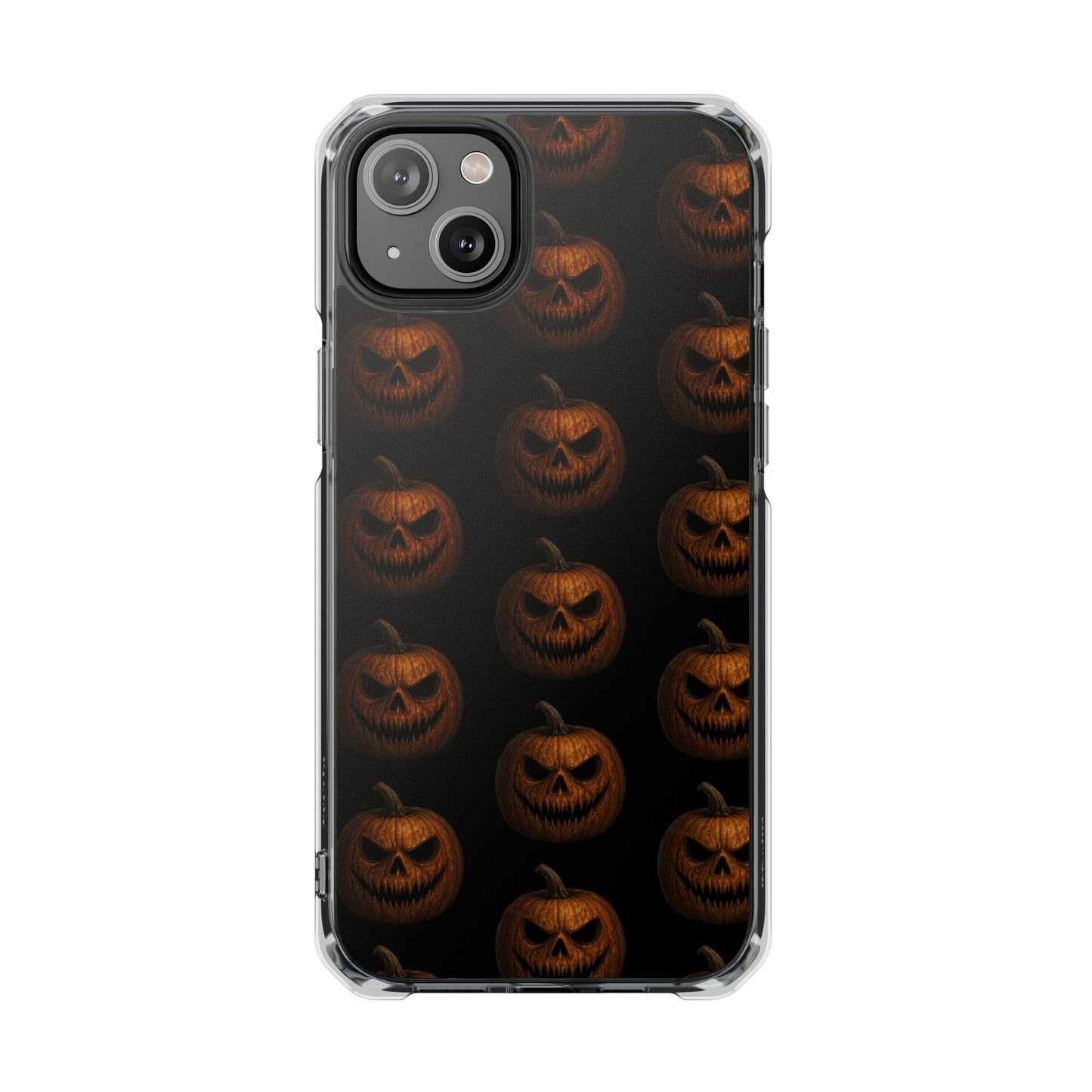 Magnet Cover, Halloween Pumpkin Spooky Phone Case, Horror Jack-O-Lantern Black Case, Magnetic Clear Impact Cover, Scary Cellphone Slim