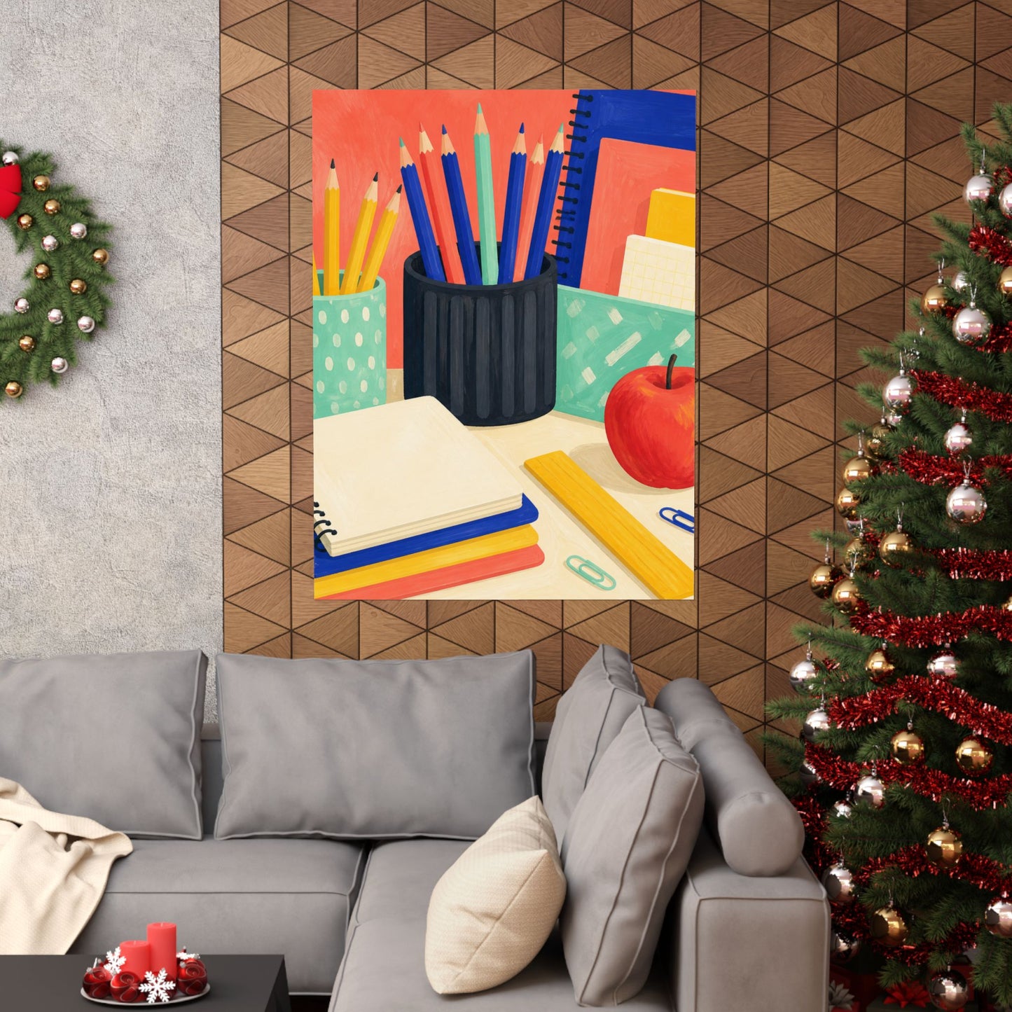 Colorful Teacher Desk Supplies Art Poster