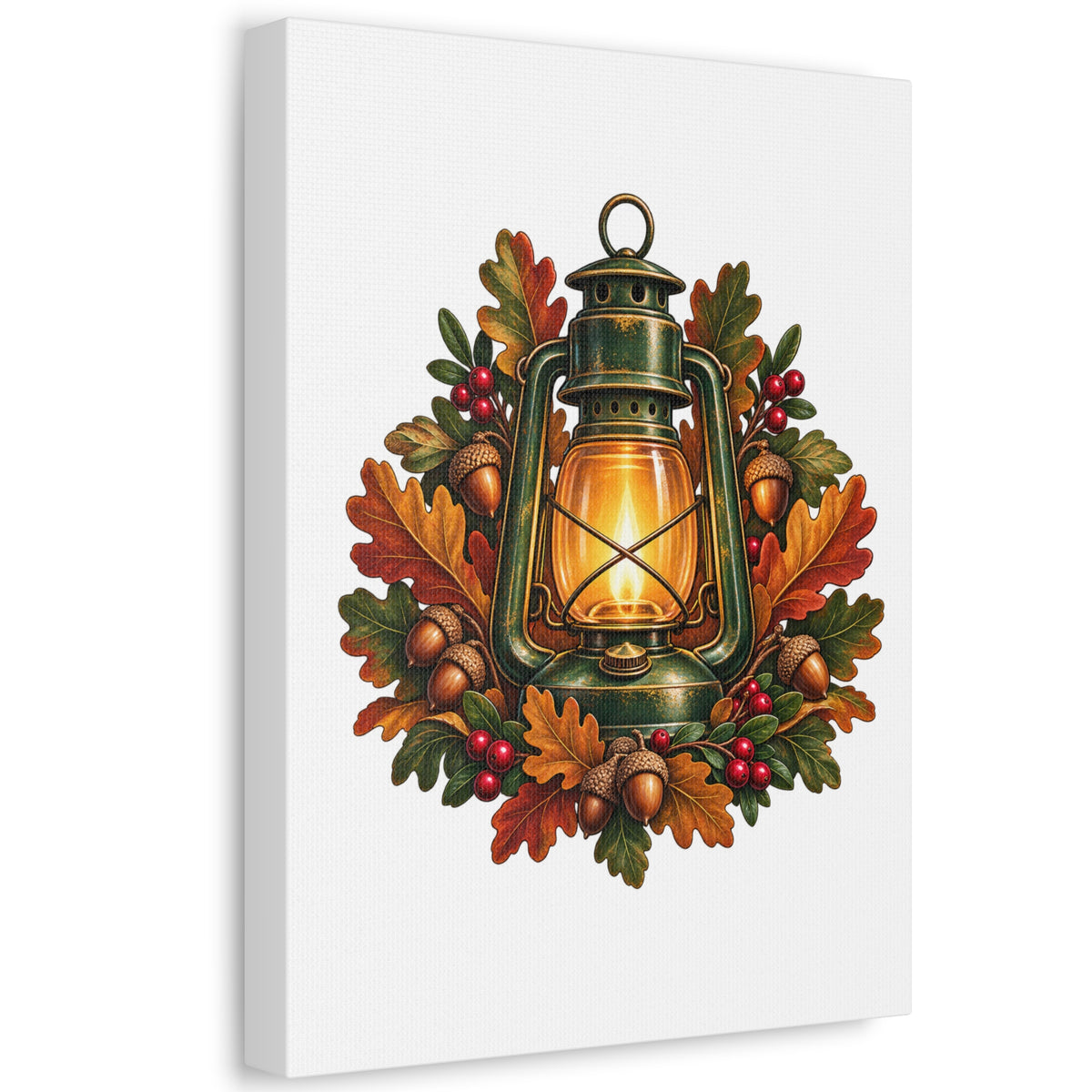 Autumn Oak Lantern and Acorns Canvas