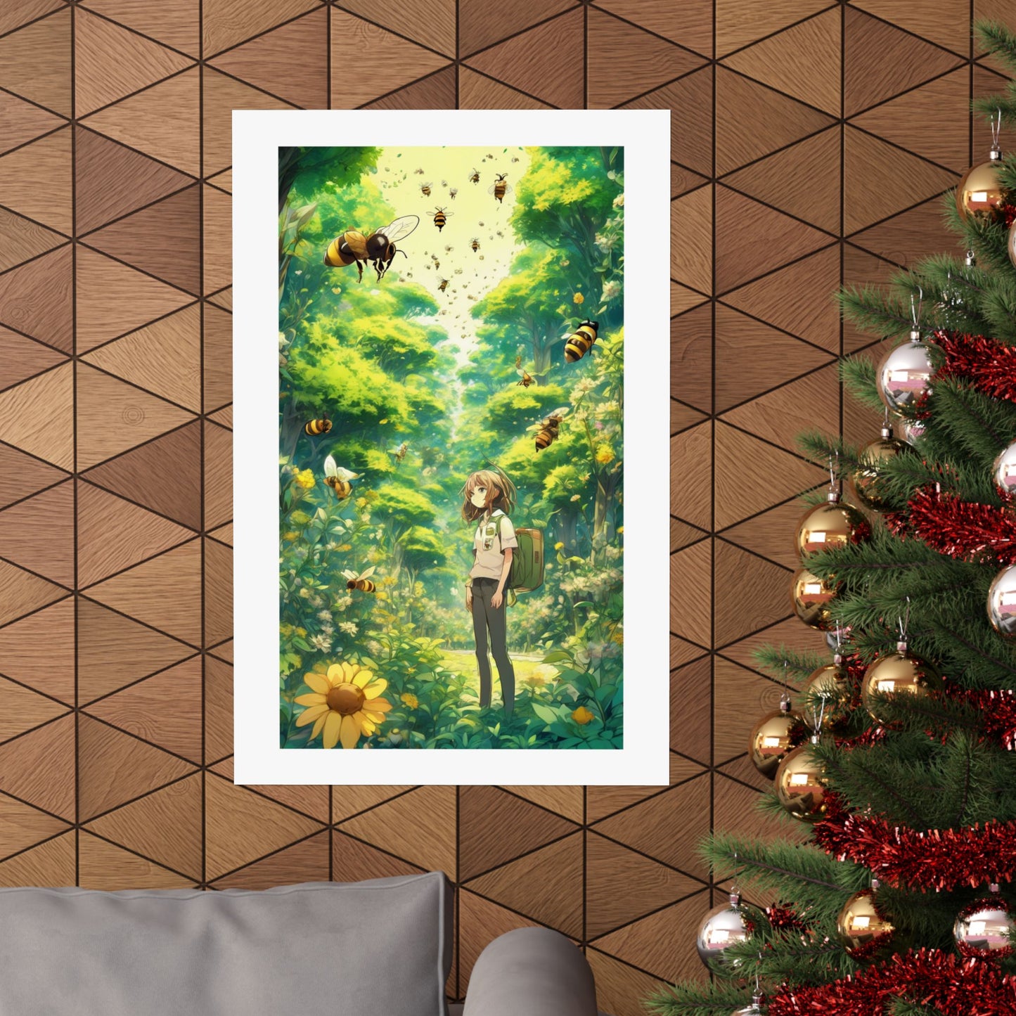 Bee Garden Explorer Anime Nature Art Poster